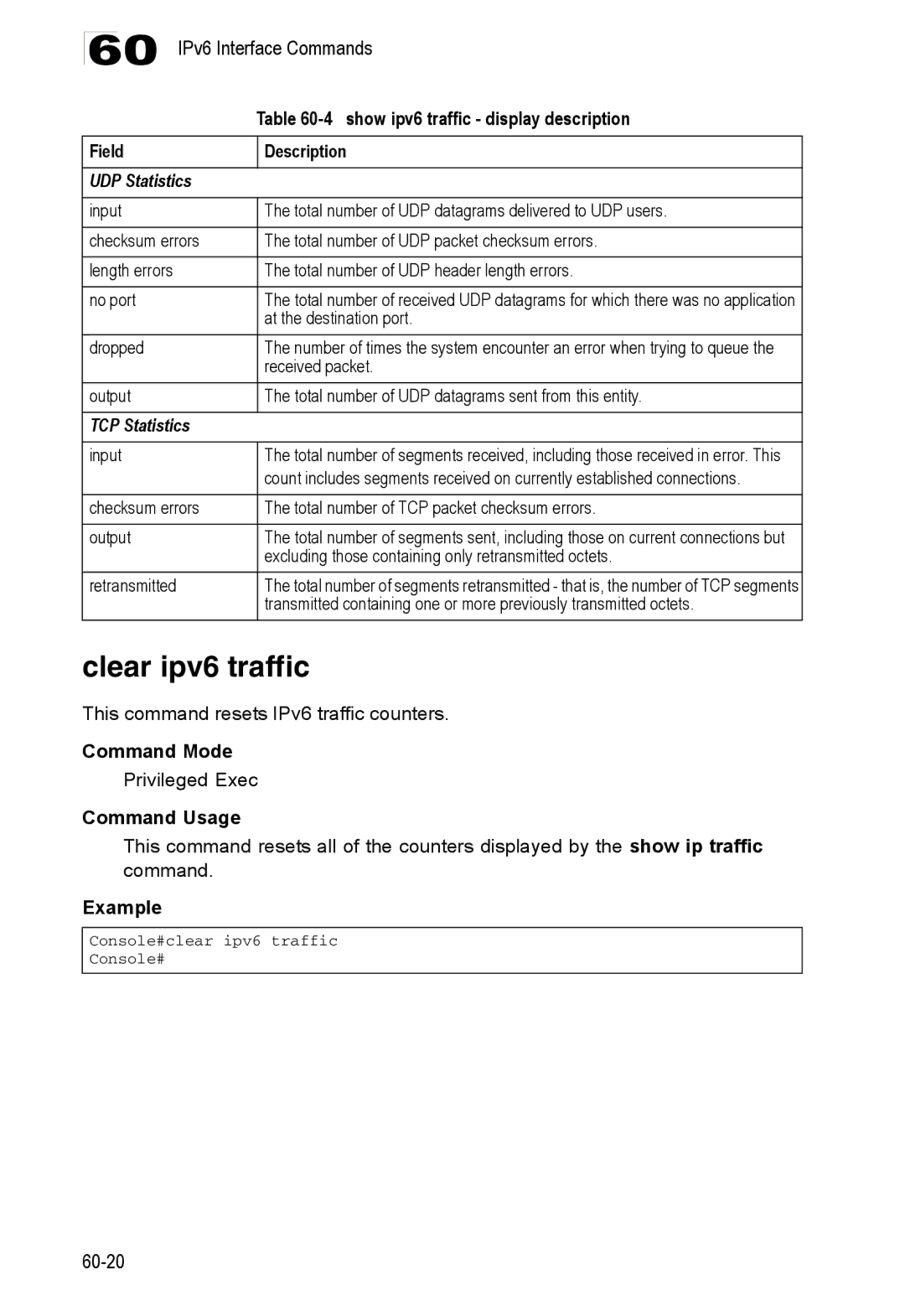 Accton Technology ES4548D, ES4524D, 24/48-Port manual Clear ipv6 traffic 