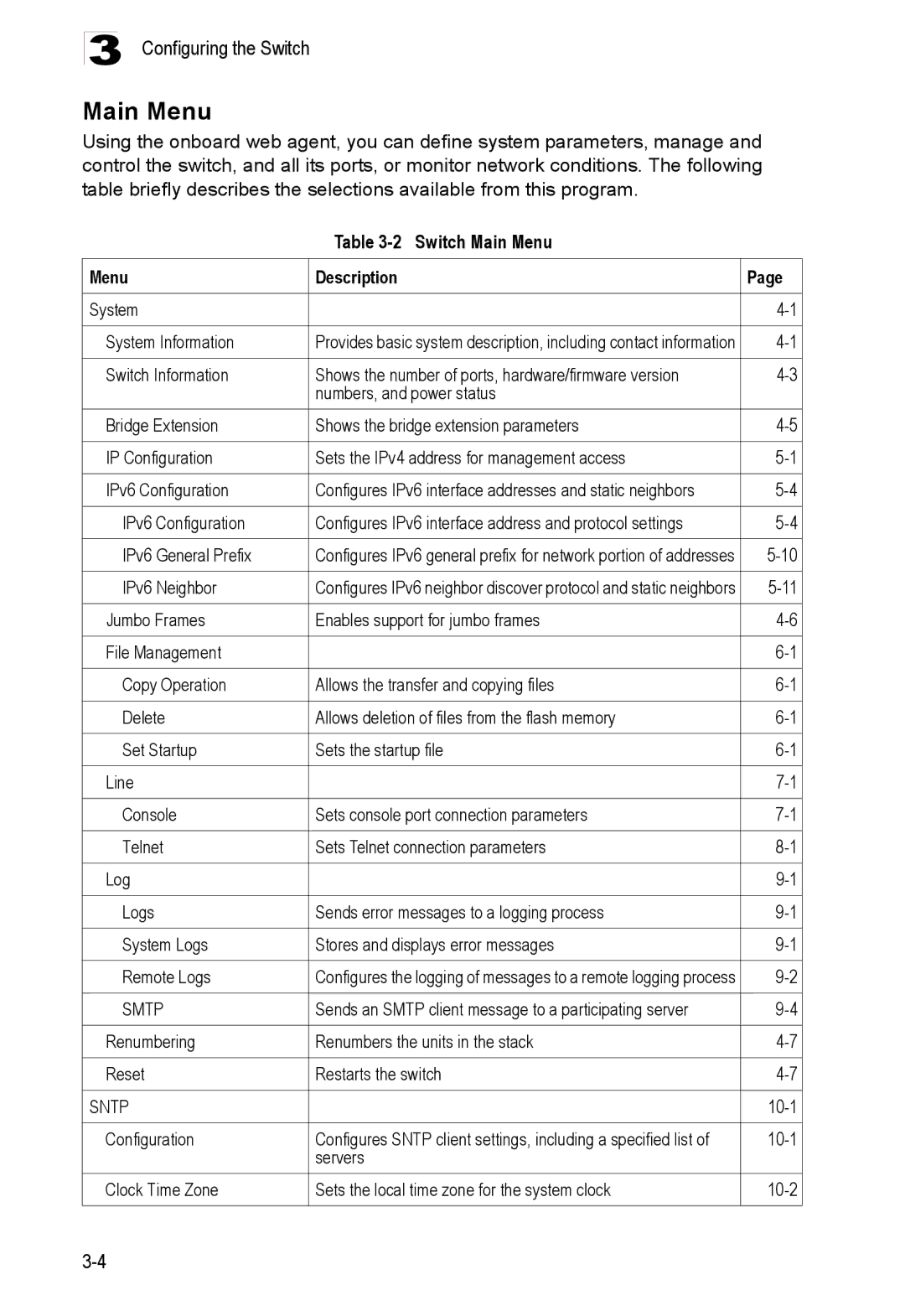 Accton Technology 24/48-Port, ES4548D Switch Main Menu Description, System System Information, IPv6 Neighbor, 10-1 