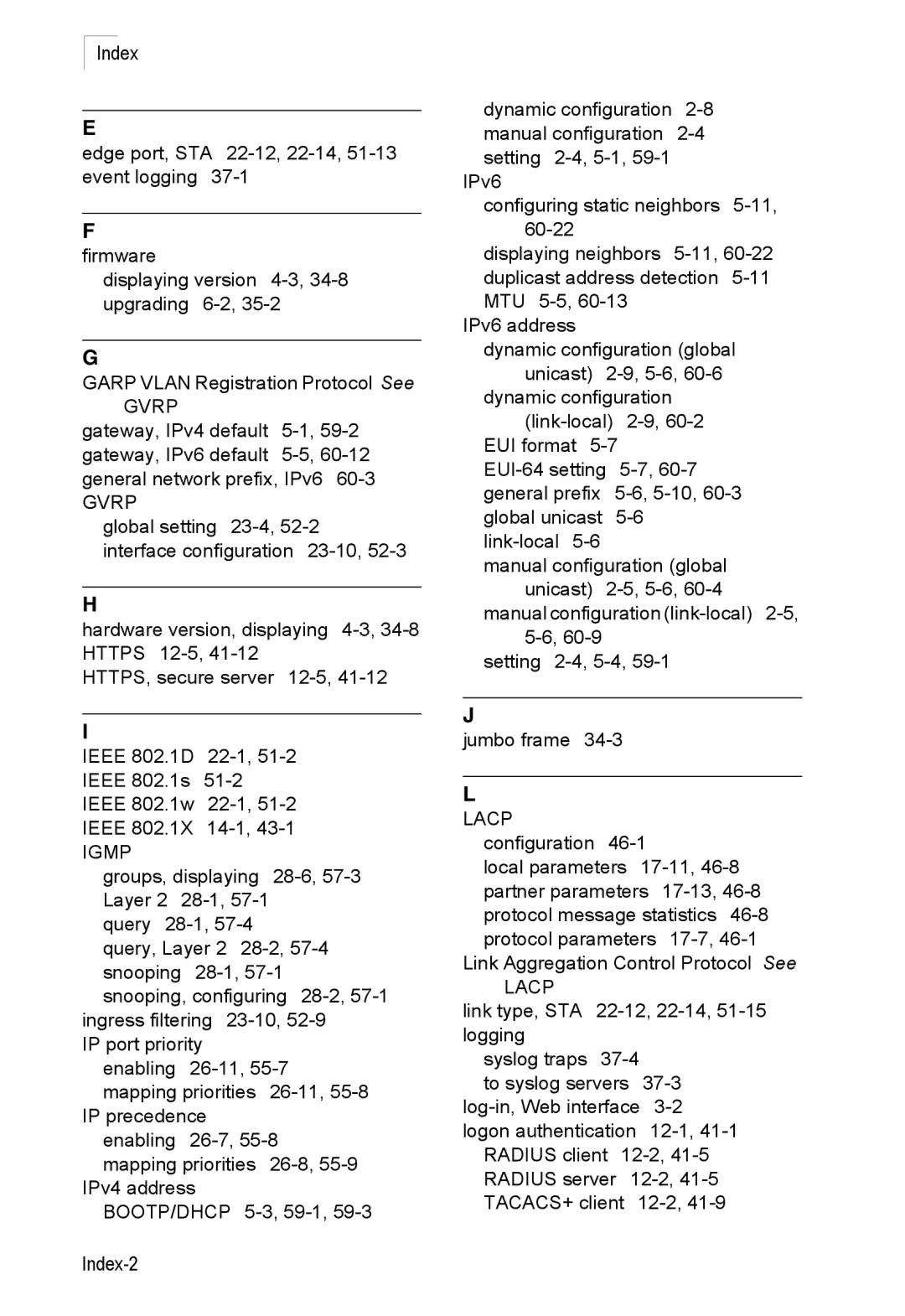 Accton Technology 24/48-Port, ES4548D, ES4524D manual Index-2 