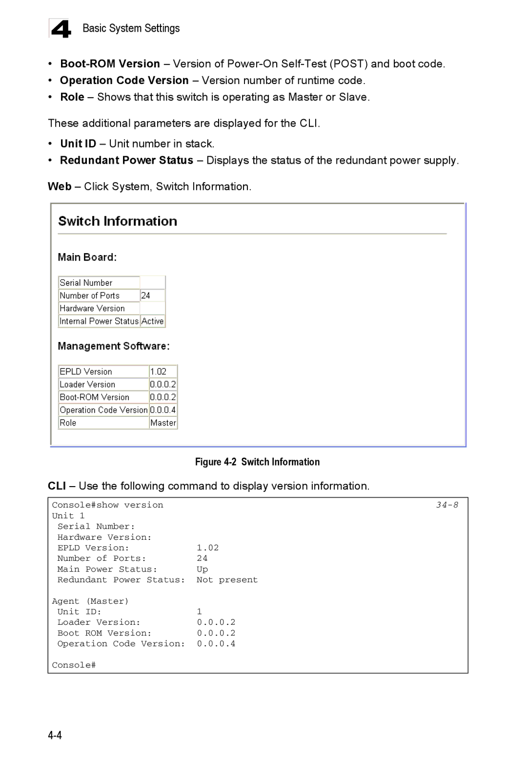 Accton Technology ES4524D, ES4548D, 24/48-Port manual Switch Information, 34-8 