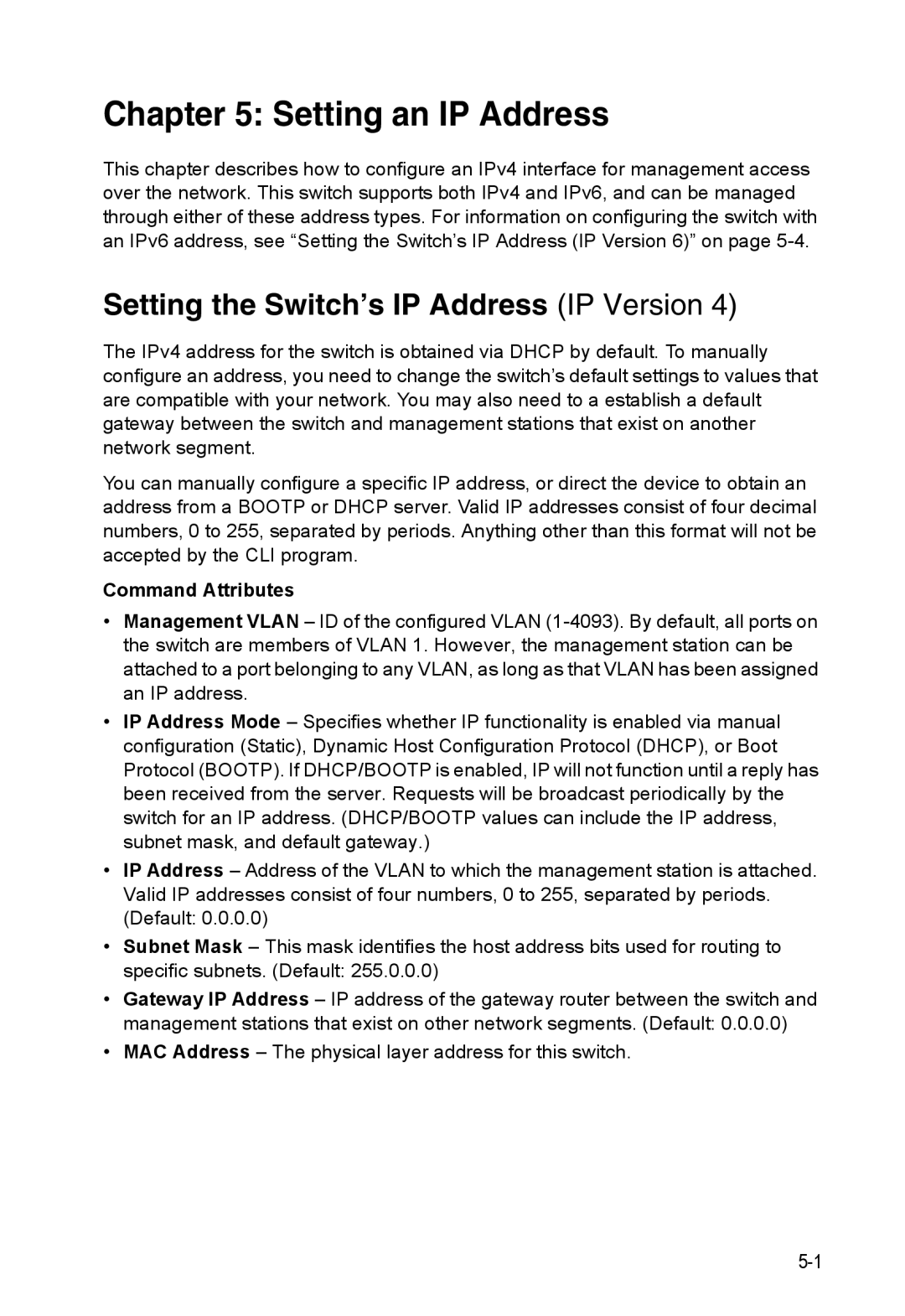 Accton Technology ES4548D, ES4524D, 24/48-Port manual Setting an IP Address, Setting the Switch’s IP Address IP Version 