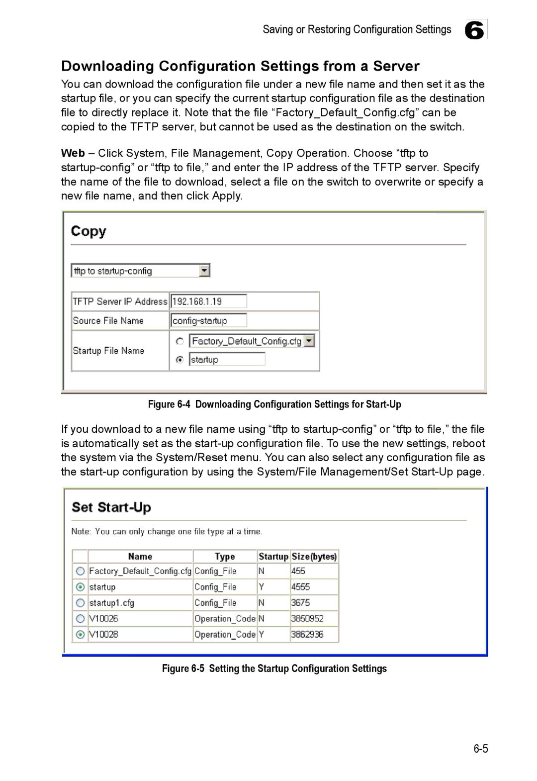 Accton Technology ES4548D, ES4524D, 24/48-Port manual Downloading Configuration Settings from a Server 