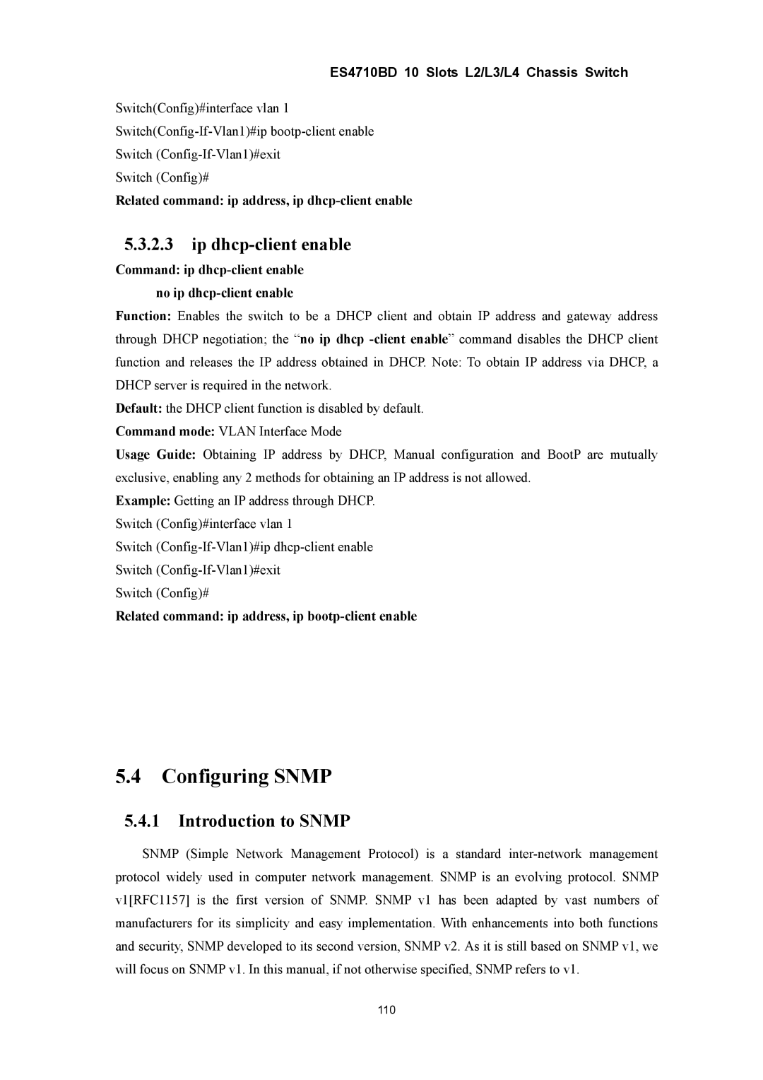 Accton Technology ES4710BD manual Configuring Snmp, Ip dhcp-client enable, Introduction to Snmp 