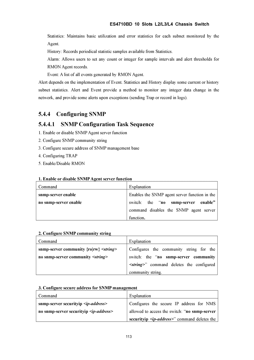 Accton Technology ES4710BD manual Configuring Snmp Snmp Configuration Task Sequence 