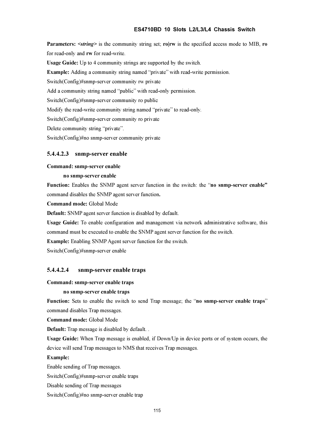 Accton Technology ES4710BD manual Snmp-server enable traps 