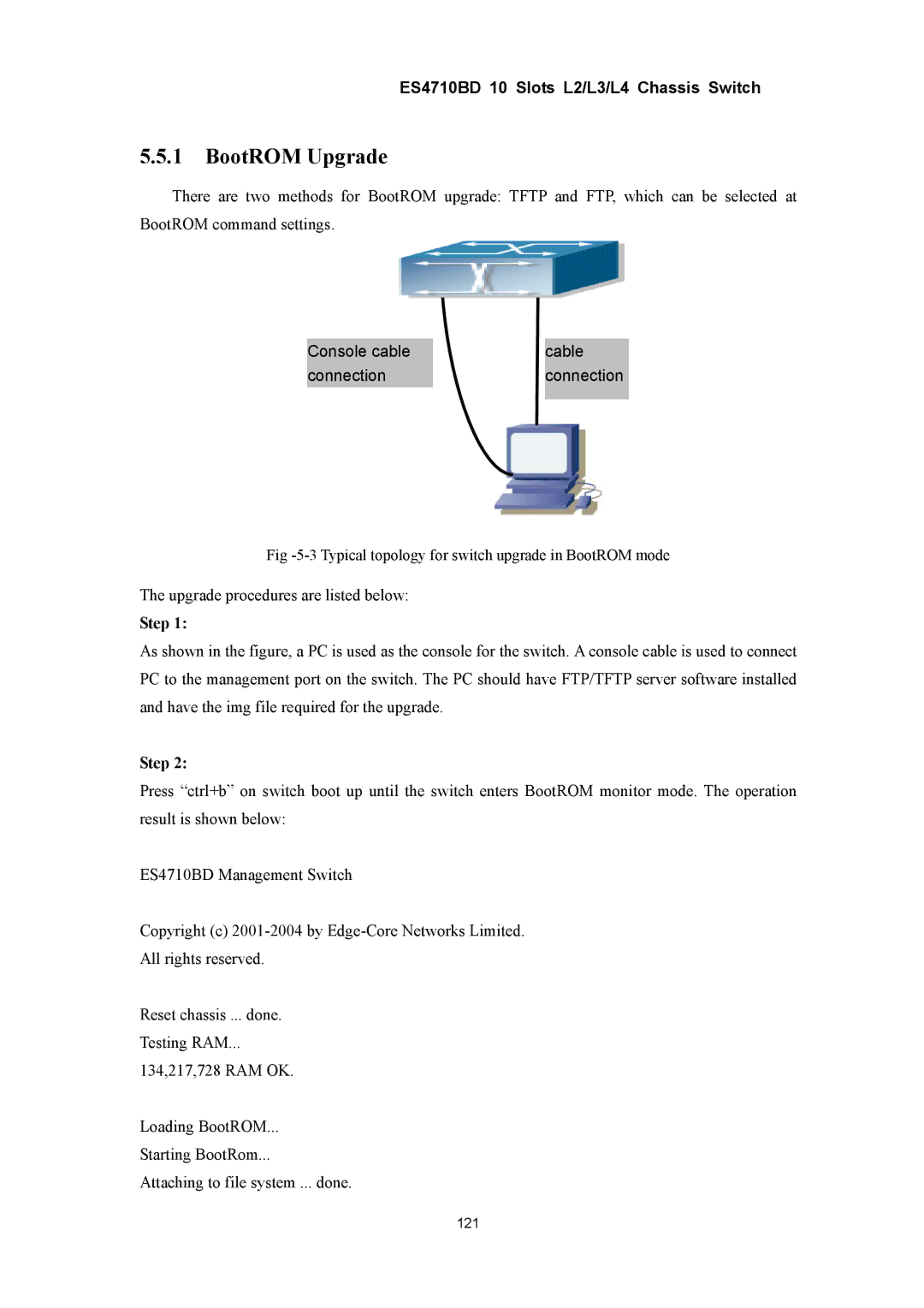 Accton Technology ES4710BD manual BootROM Upgrade, Step 