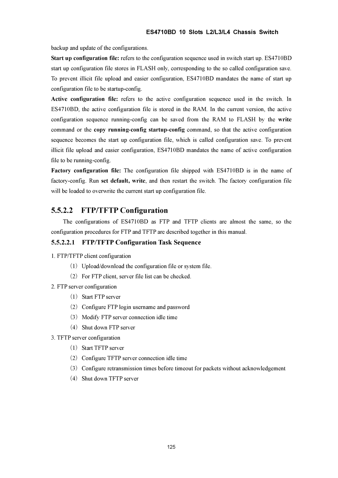 Accton Technology ES4710BD manual 2.2 FTP/TFTP Configuration, 2.2.1 FTP/TFTP Configuration Task Sequence 