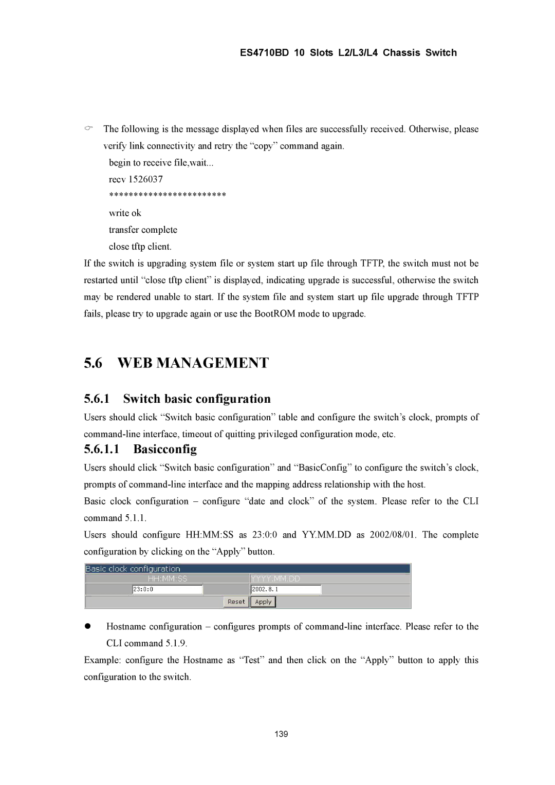 Accton Technology ES4710BD manual Switch basic configuration, Basicconfig 