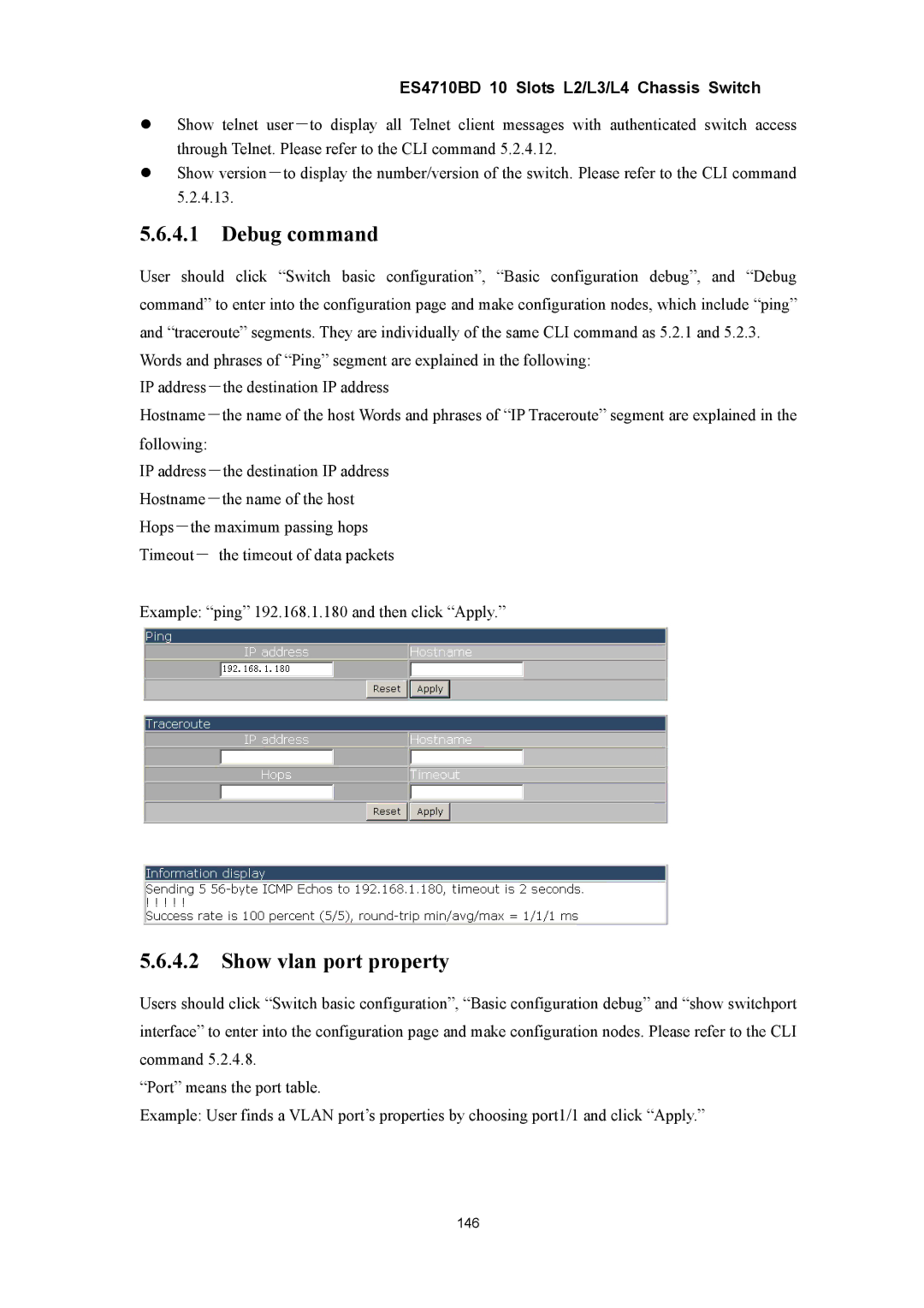 Accton Technology ES4710BD manual Debug command, Show vlan port property 