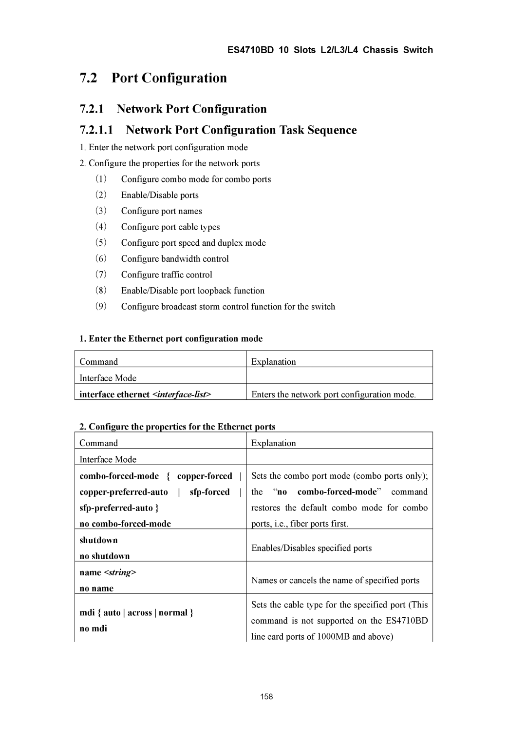 Accton Technology ES4710BD manual Port Configuration, Name string, Names or cancels the name of specified ports, No name 