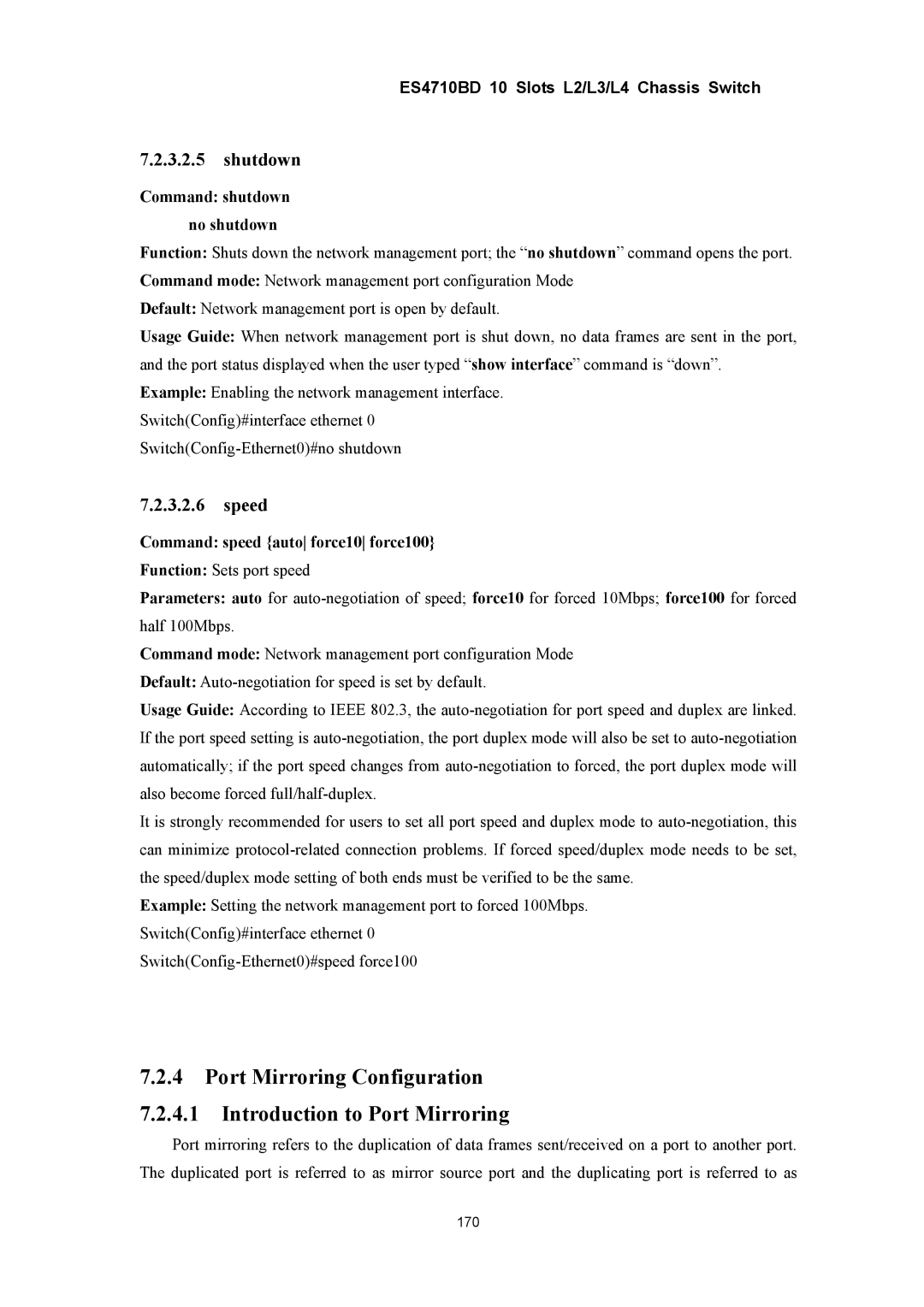 Accton Technology ES4710BD manual Port Mirroring Configuration Introduction to Port Mirroring, Speed 