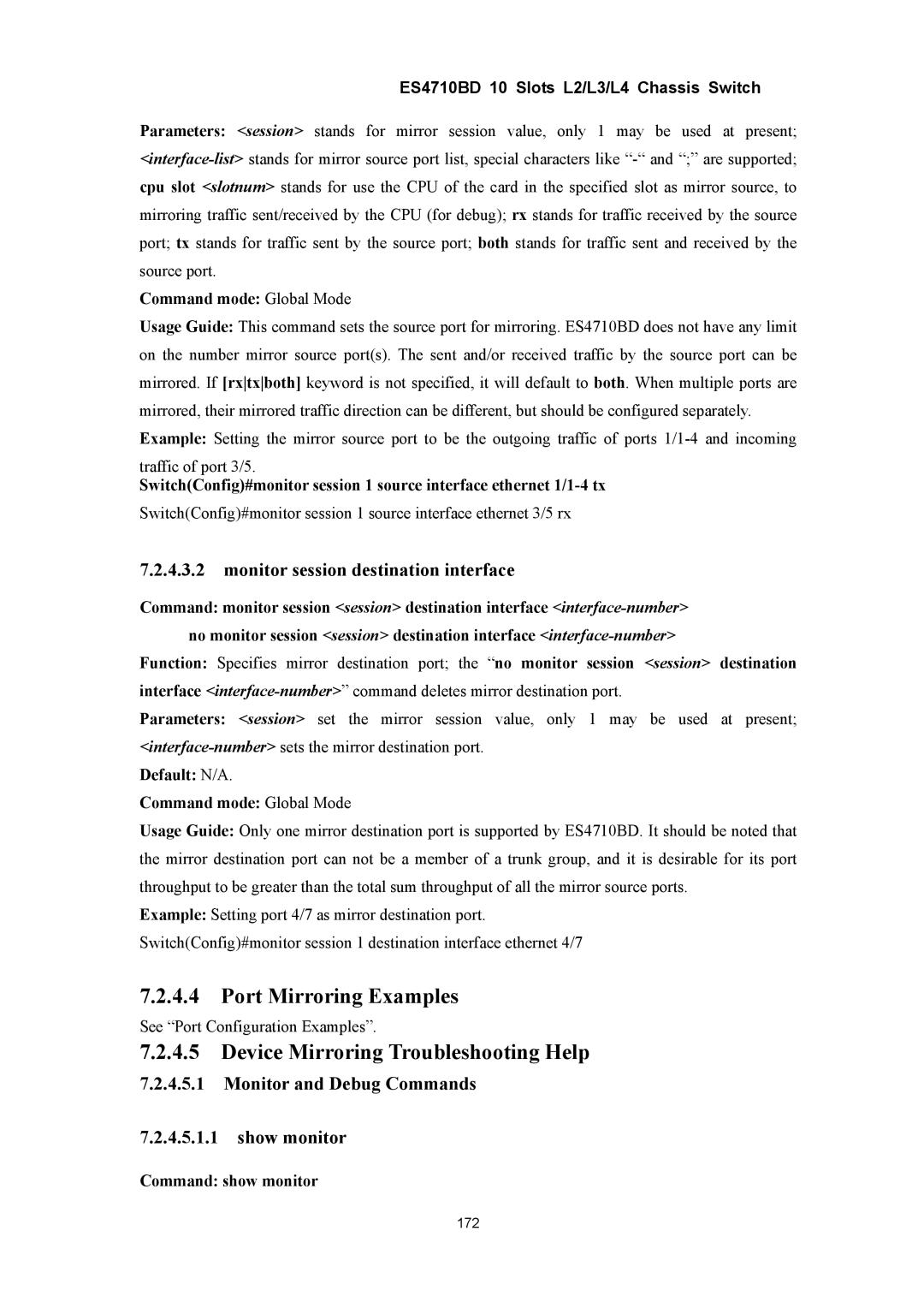 Accton Technology ES4710BD manual Port Mirroring Examples, Device Mirroring Troubleshooting Help 