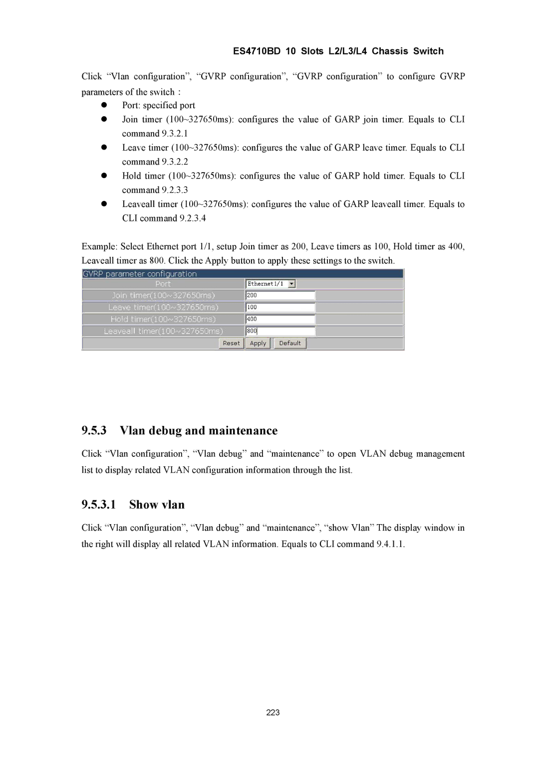 Accton Technology ES4710BD manual Vlan debug and maintenance, Show vlan 