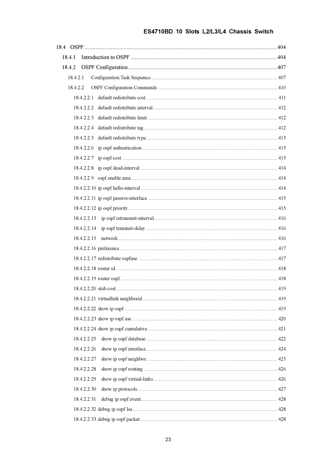 Accton Technology ES4710BD manual Ospf 404 18.4.1 