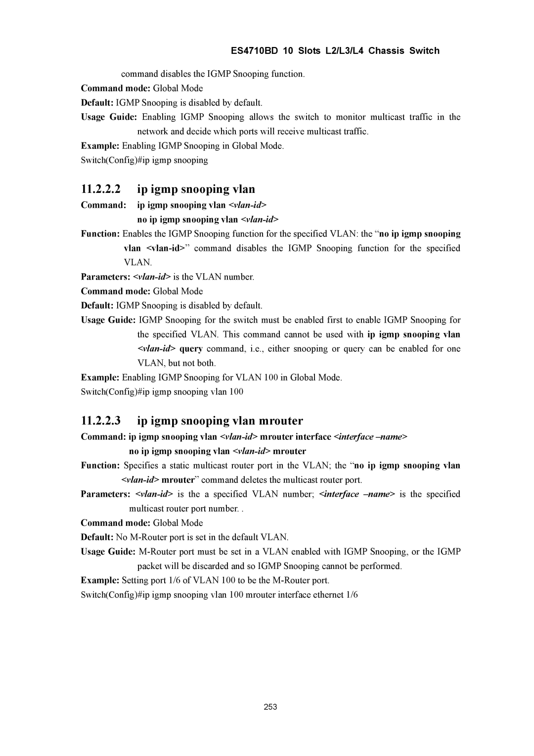 Accton Technology ES4710BD manual Ip igmp snooping vlan mrouter 