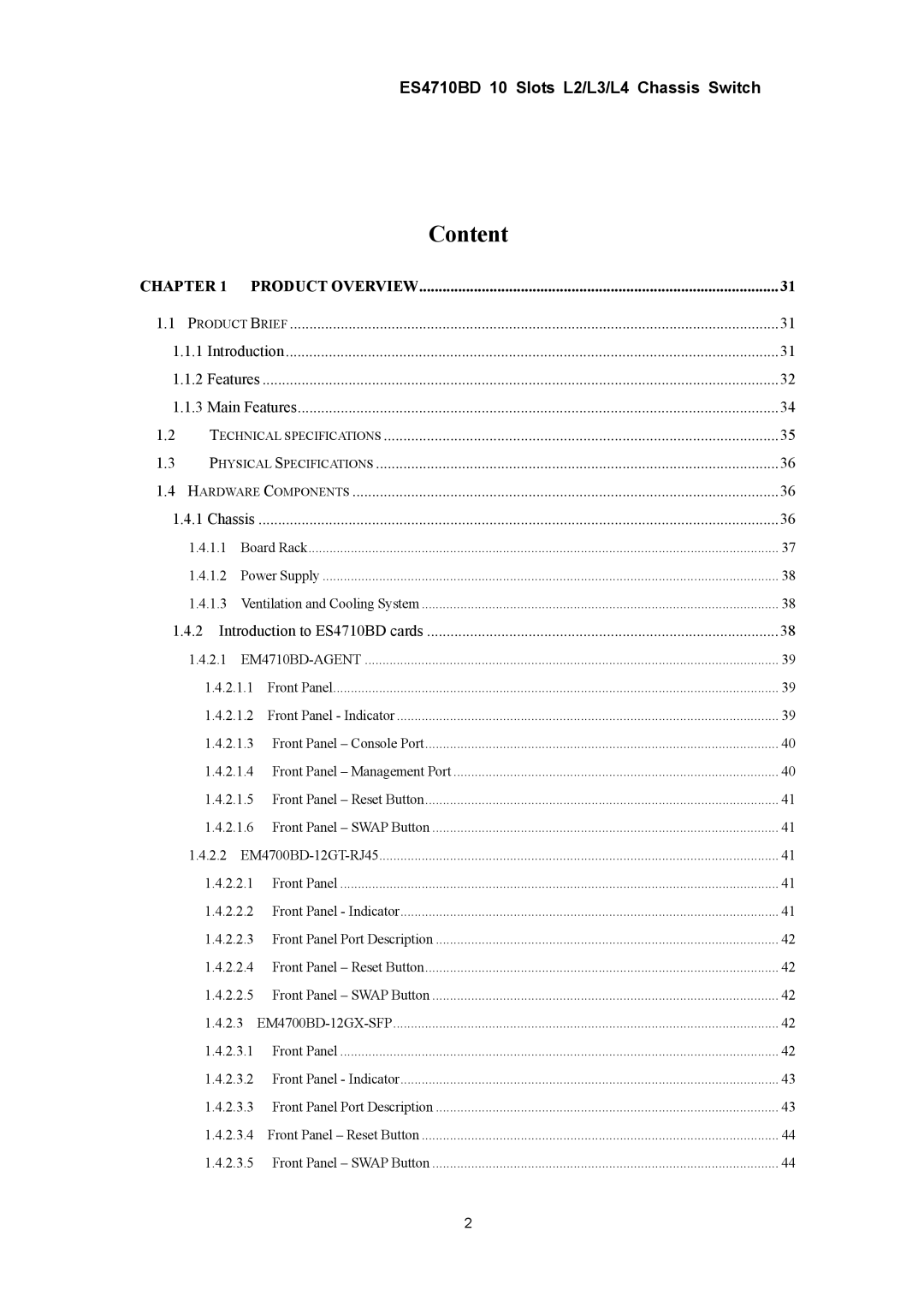 Accton Technology ES4710BD manual Content 