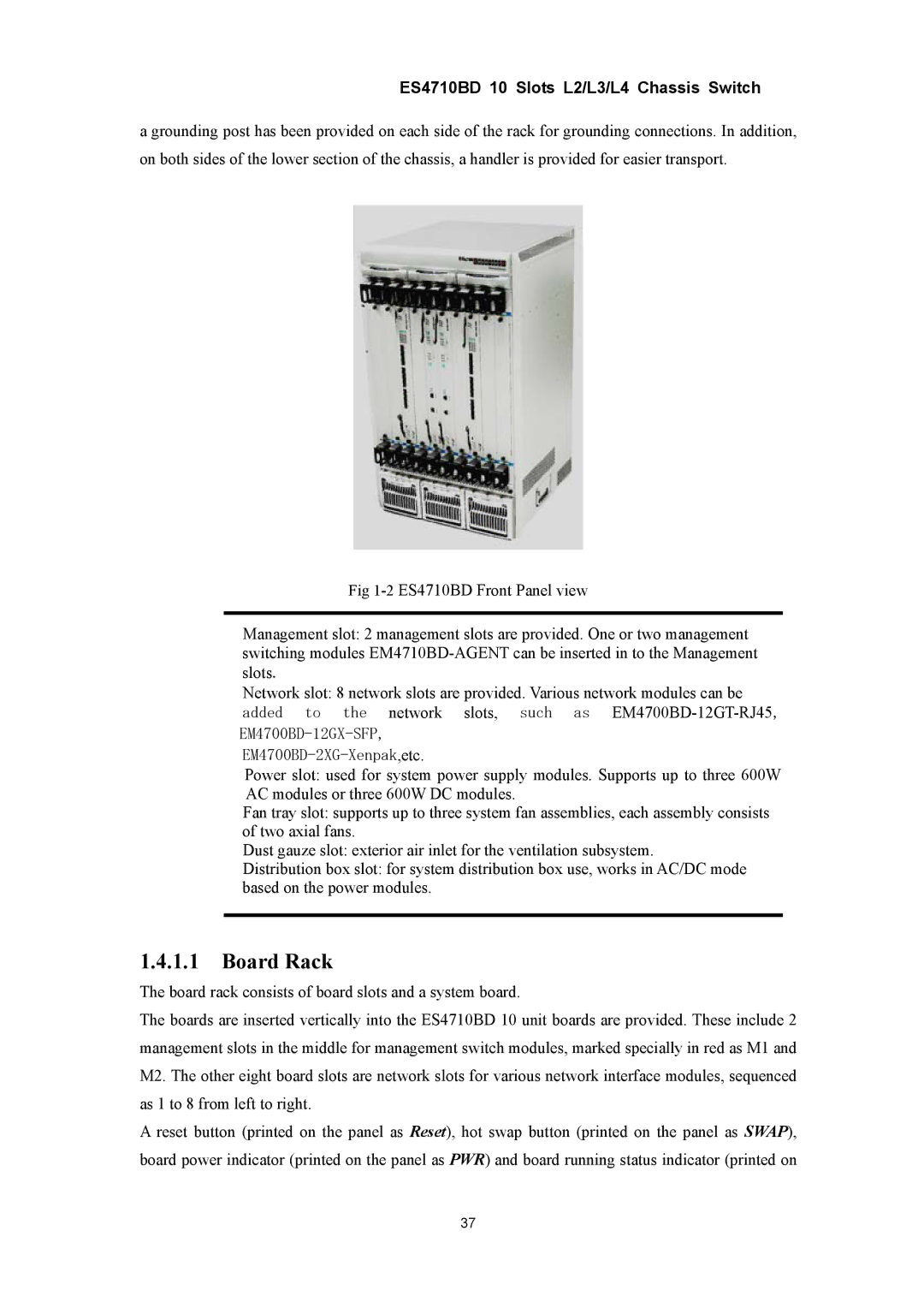 Accton Technology ES4710BD manual Board Rack 