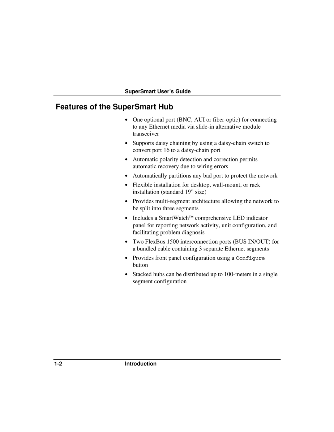 Accton Technology ETHERHUB-16SE installation manual Features of the SuperSmart Hub 