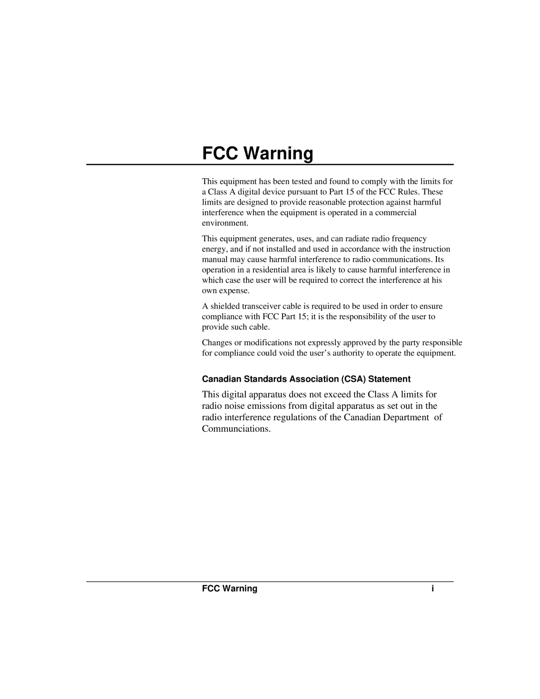 Accton Technology ETHERHUB-16SE installation manual FCC Warning 