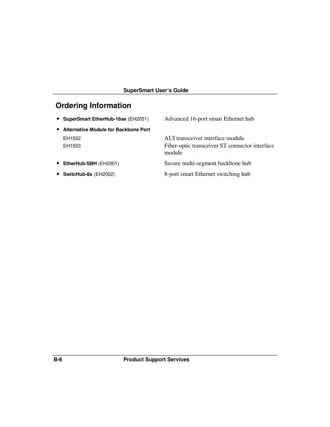 Accton Technology ETHERHUB-16SE installation manual Ordering Information, Advanced 16-port smart Ethernet hub 