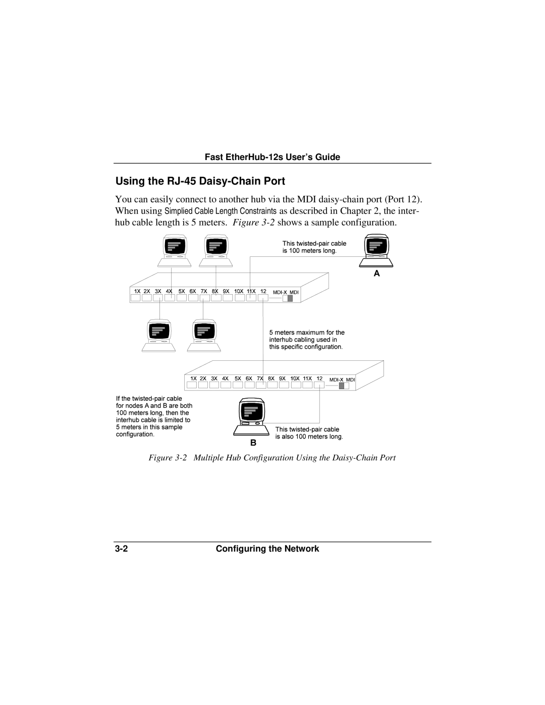 Accton Technology FAST ETHERHUB-12S manual Using the RJ-45 Daisy-Chain Port 