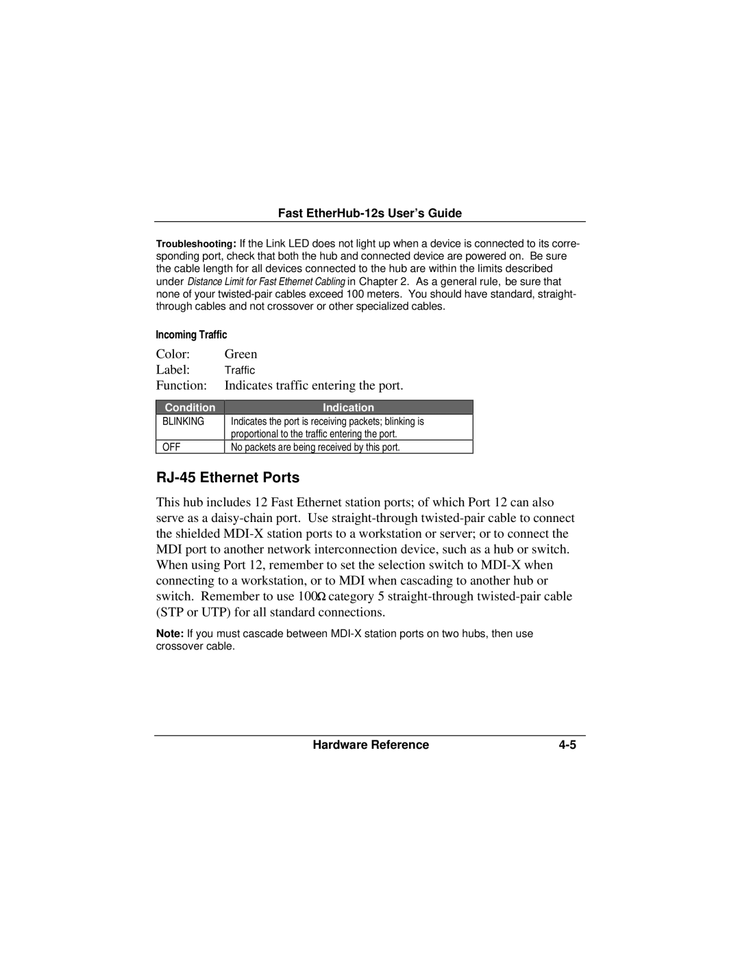 Accton Technology FAST ETHERHUB-12S manual RJ-45 Ethernet Ports 