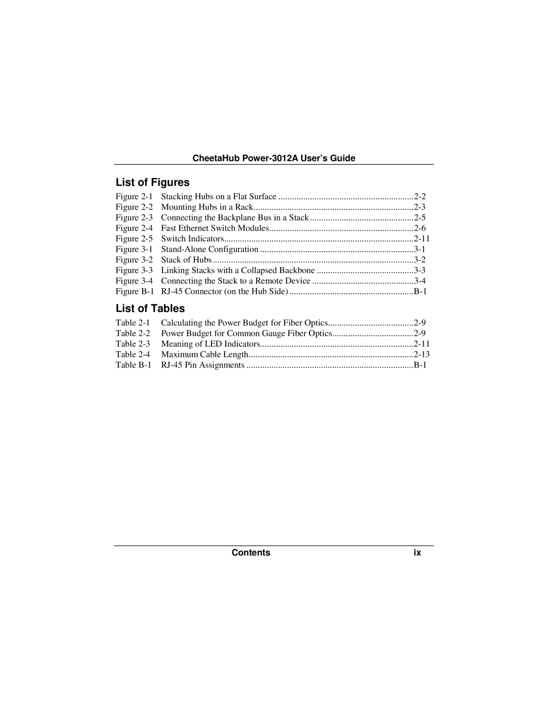 Accton Technology POWER-3012A manual List of Figures, List of Tables 