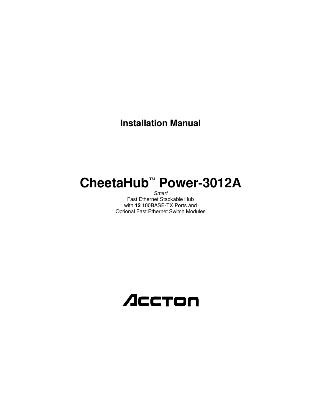 Accton Technology POWER-3012A manual Installation Manual 