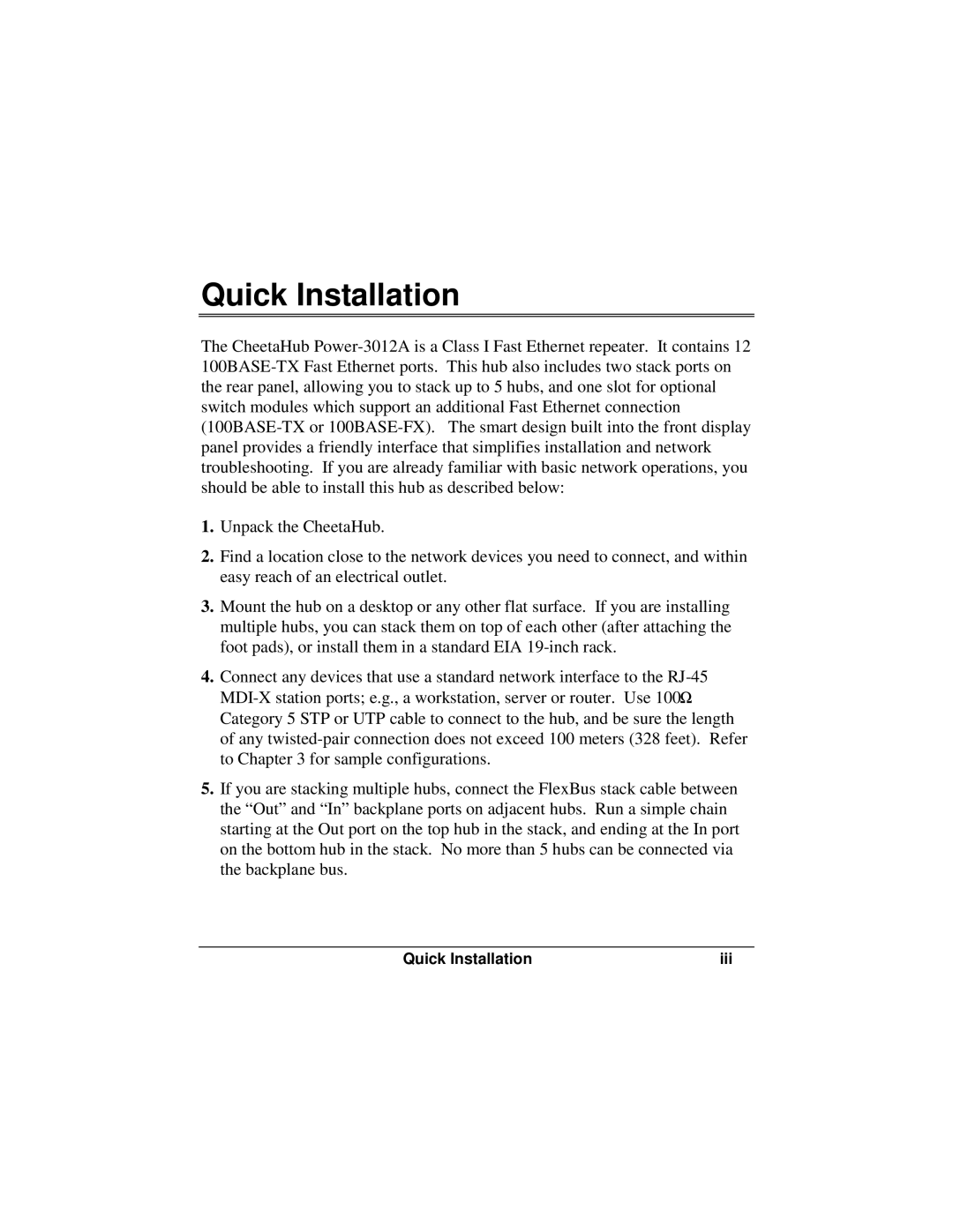 Accton Technology POWER-3012A manual Quick Installation 