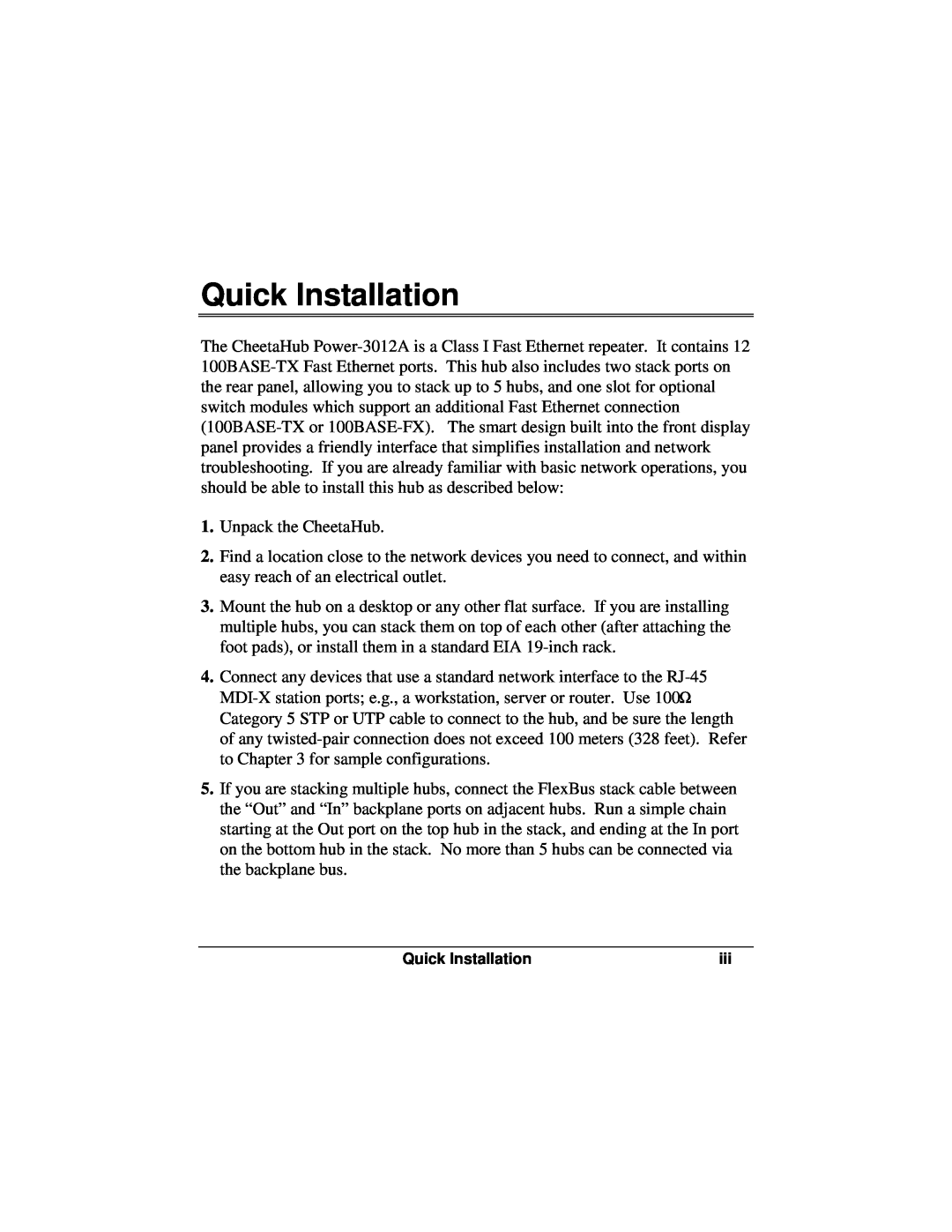 Accton Technology POWER-3012A manual Quick Installation 