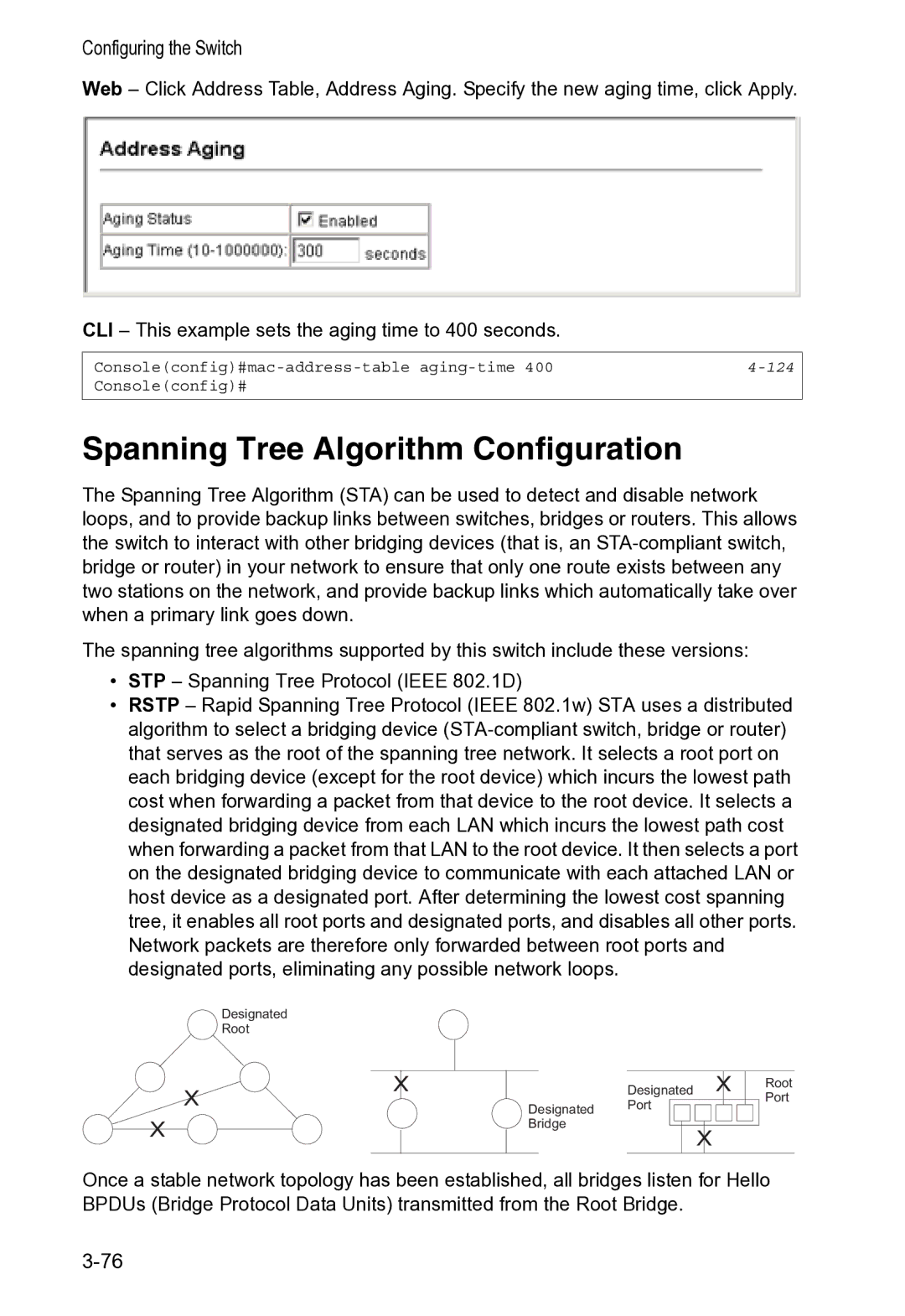 Accton Technology VS4512DC manual Spanning Tree Algorithm Configuration 