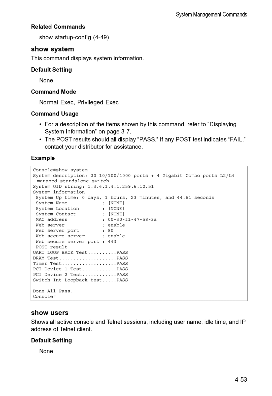 Accton Technology VS4512DC manual Show system, Show users 