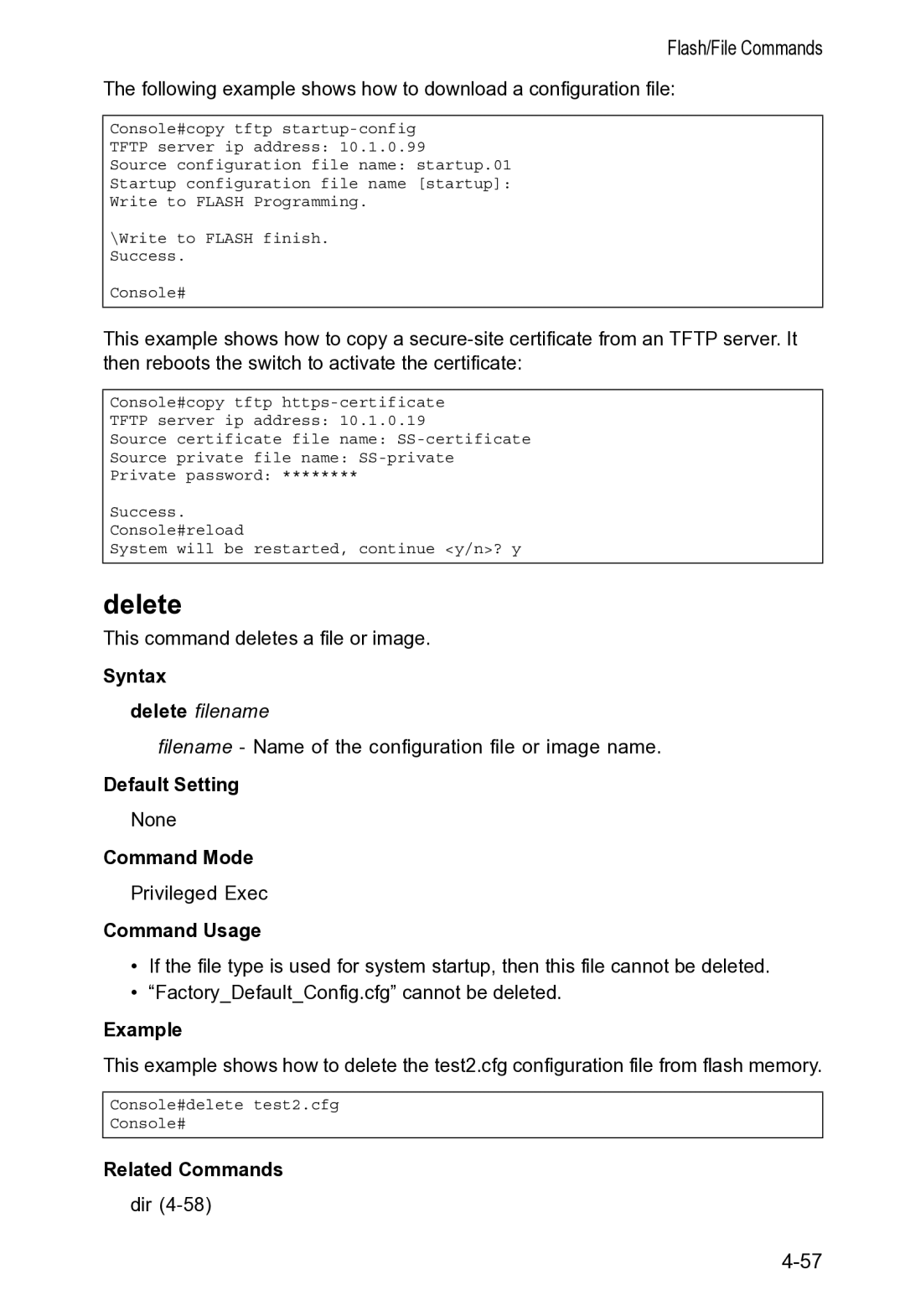 Accton Technology VS4512DC manual Delete, Syntax 