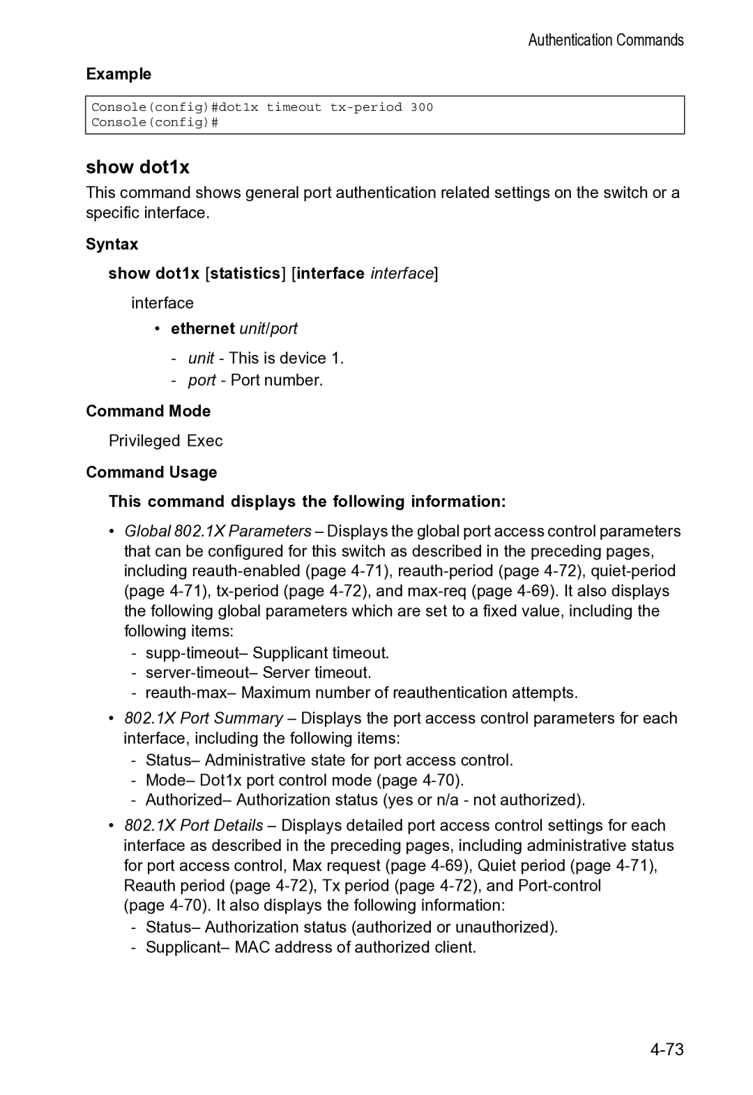 Accton Technology VS4512DC manual Syntax Show dot1x statistics interface interface 