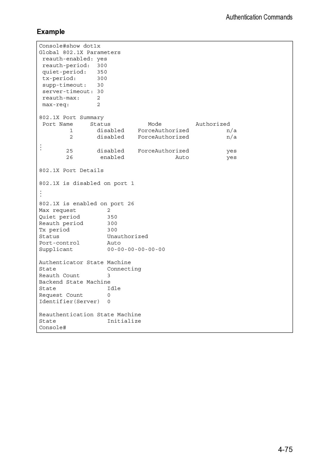 Accton Technology VS4512DC manual Authentication Commands 