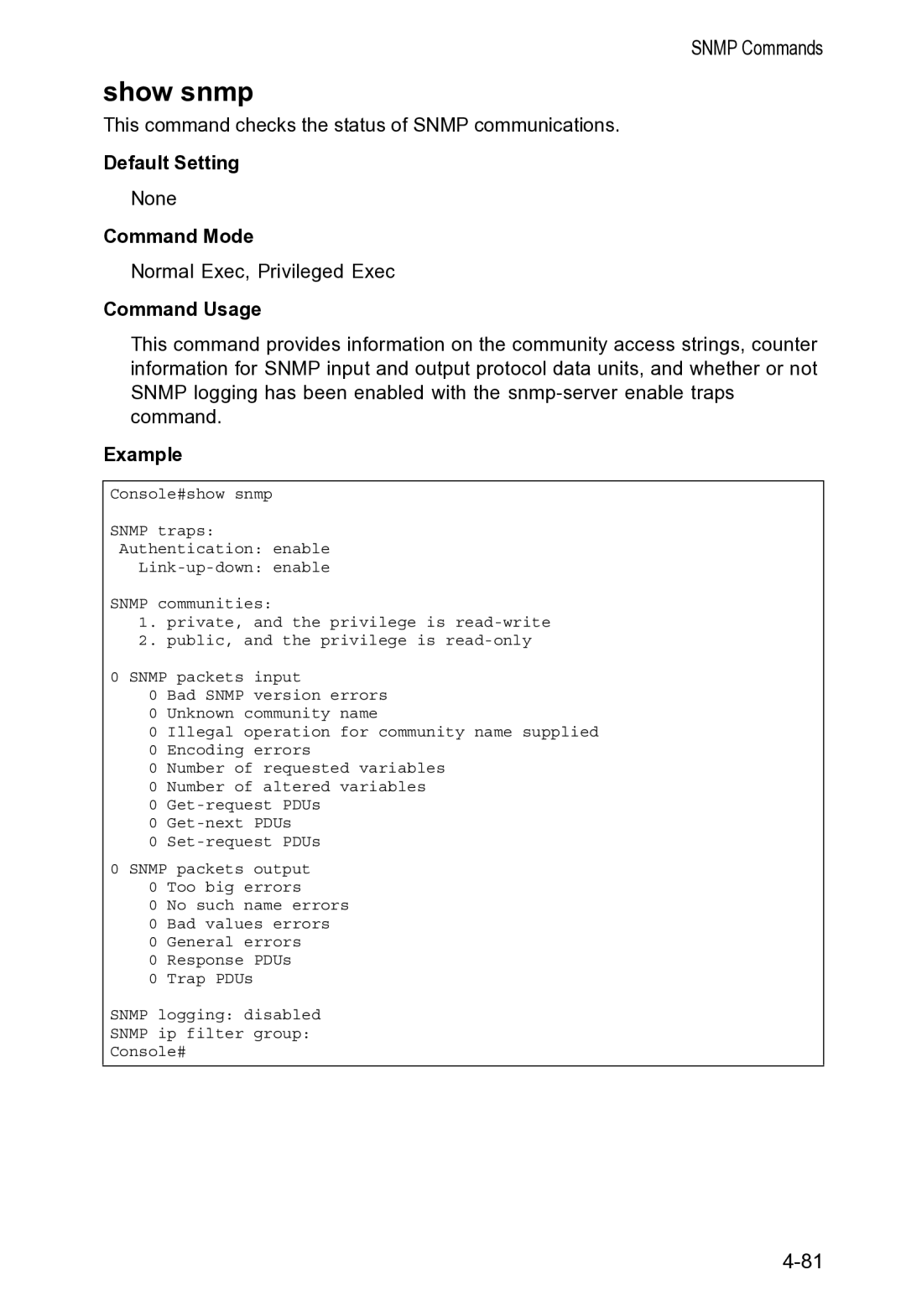 Accton Technology VS4512DC manual Show snmp 