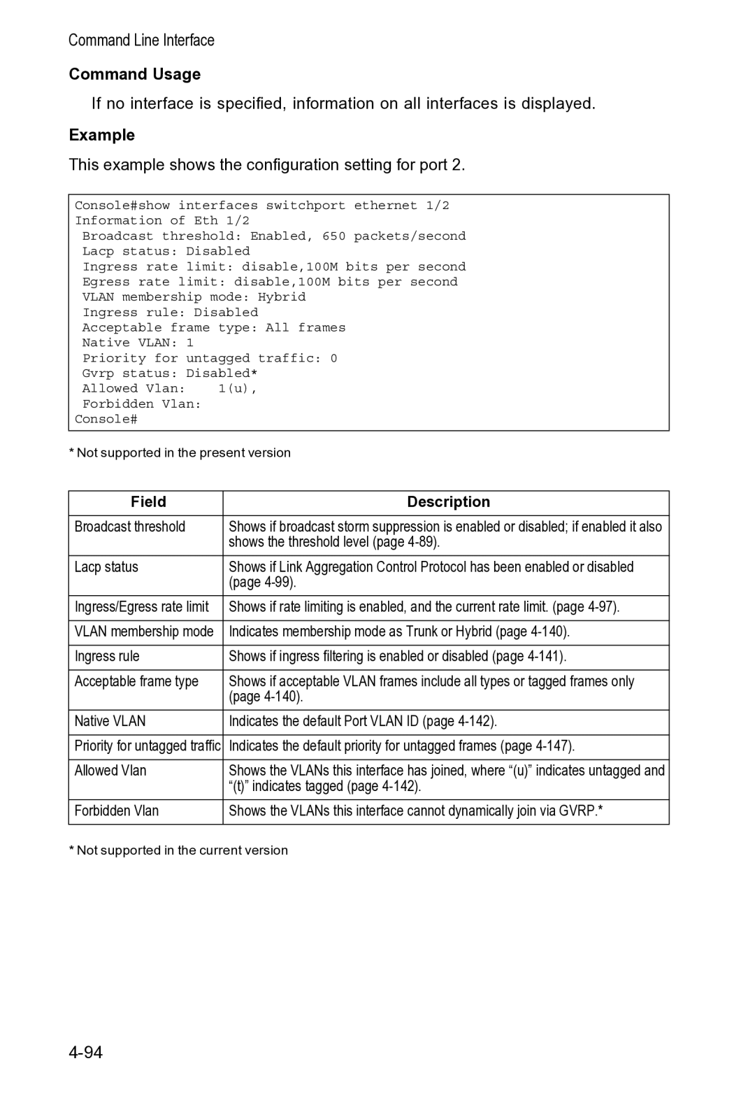 Accton Technology VS4512DC manual Broadcast threshold 