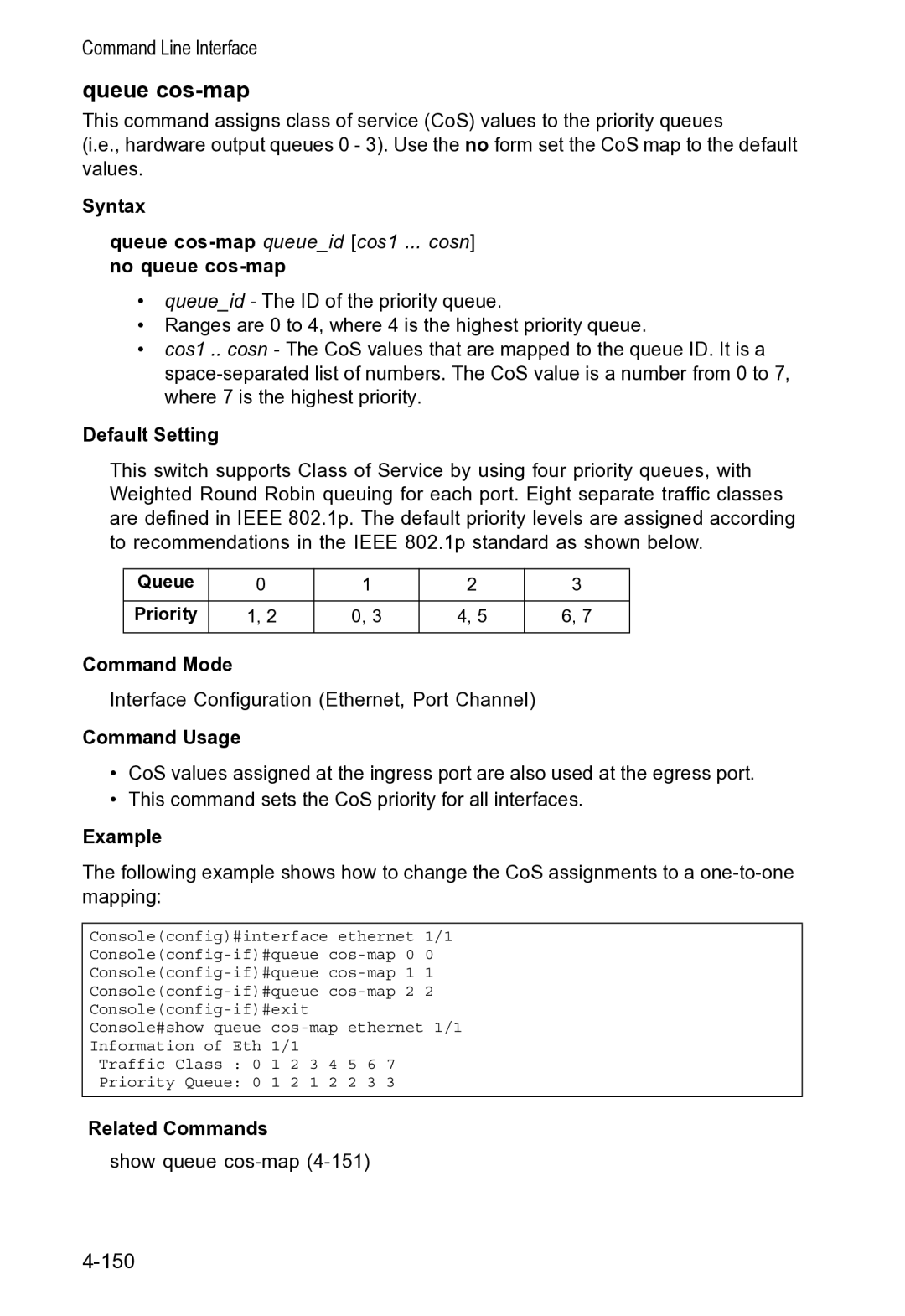 Accton Technology VS4512DC manual Queue cos-map 