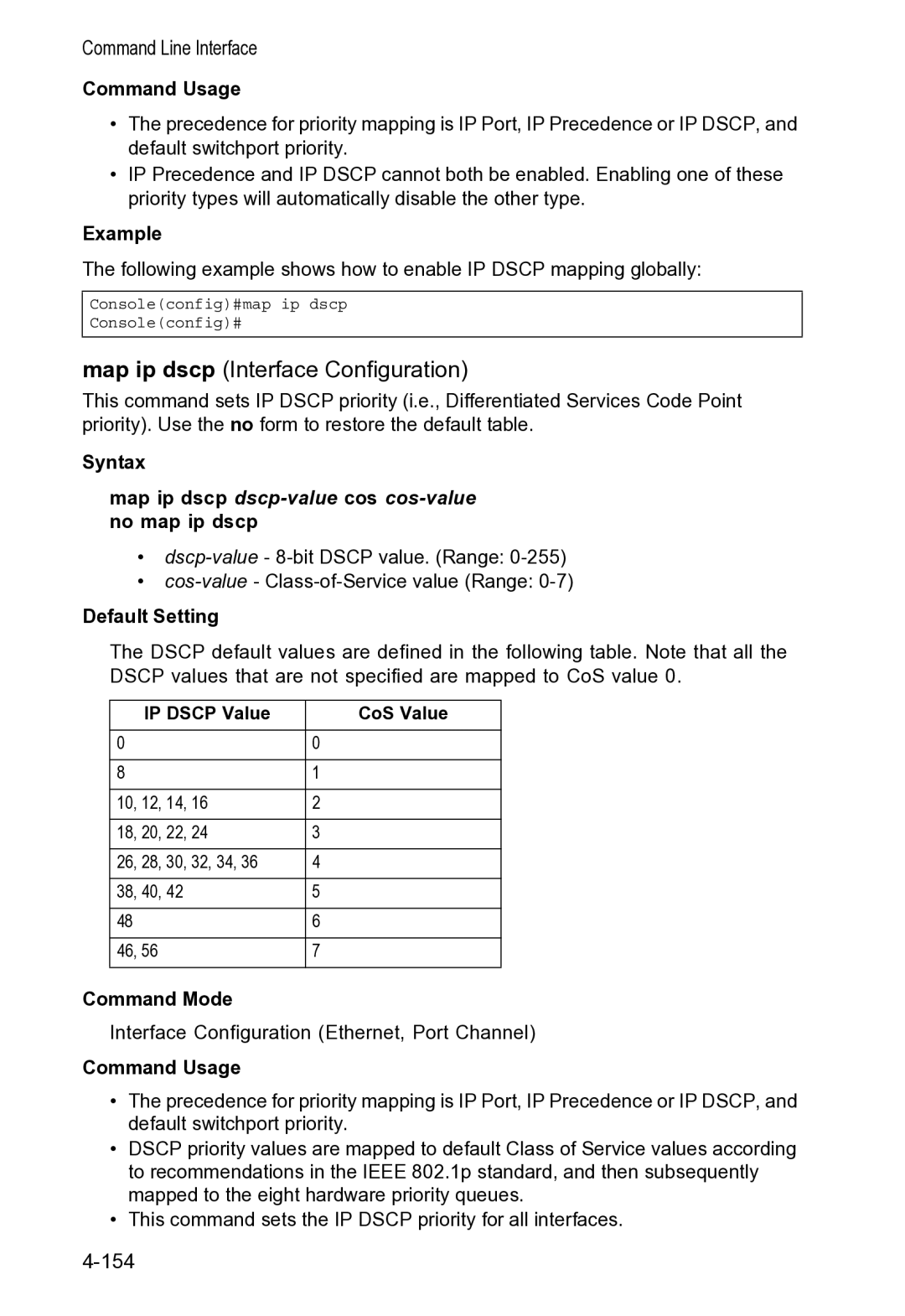 Accton Technology VS4512DC manual Map ip dscp Interface Configuration 