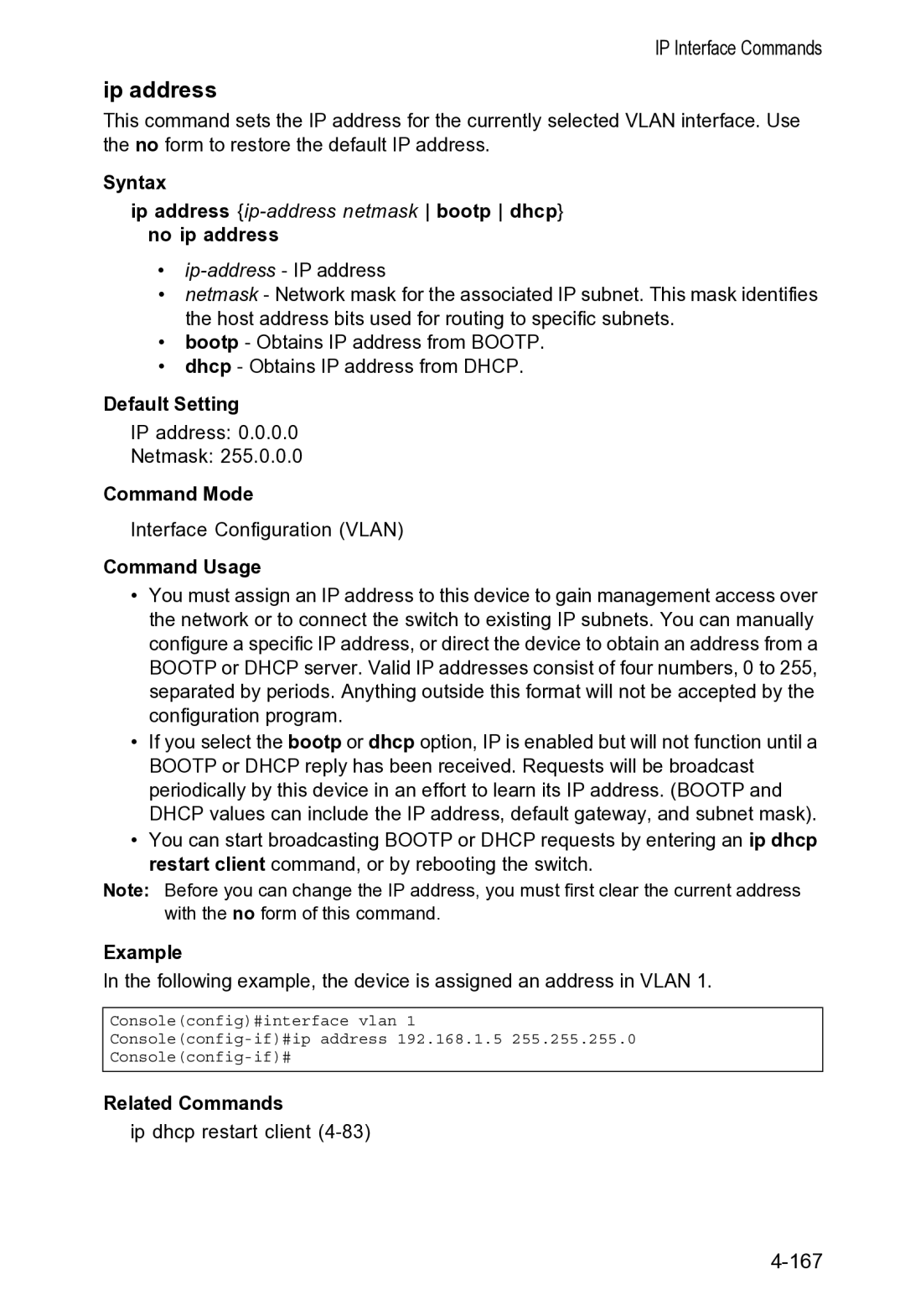 Accton Technology VS4512DC manual Ip address 