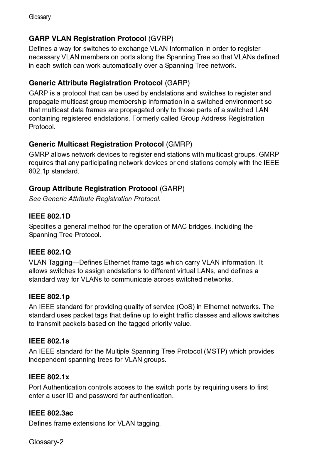 Accton Technology VS4512DC manual Group Attribute Registration Protocol Garp 