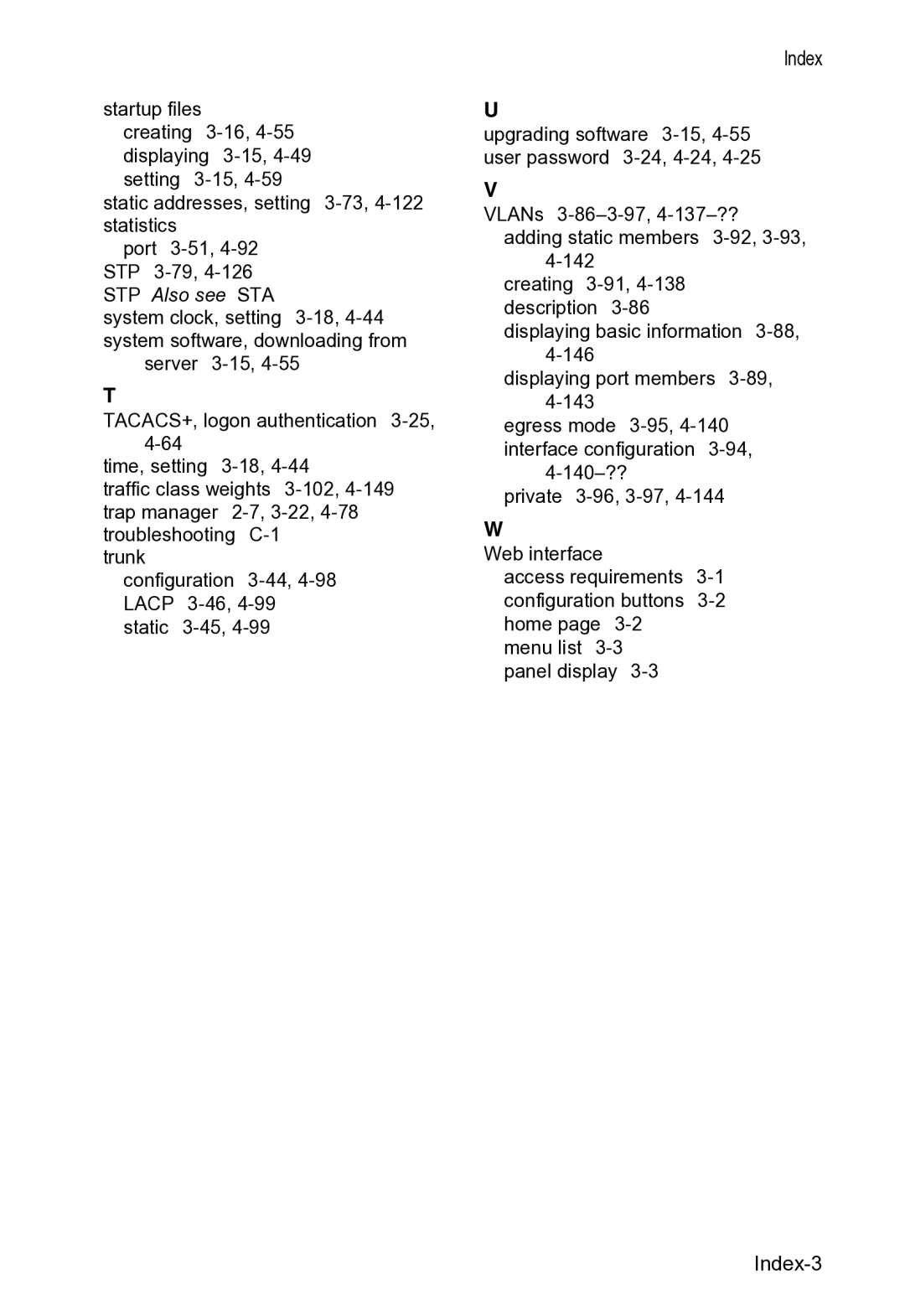 Accton Technology VS4512DC manual Index-3 