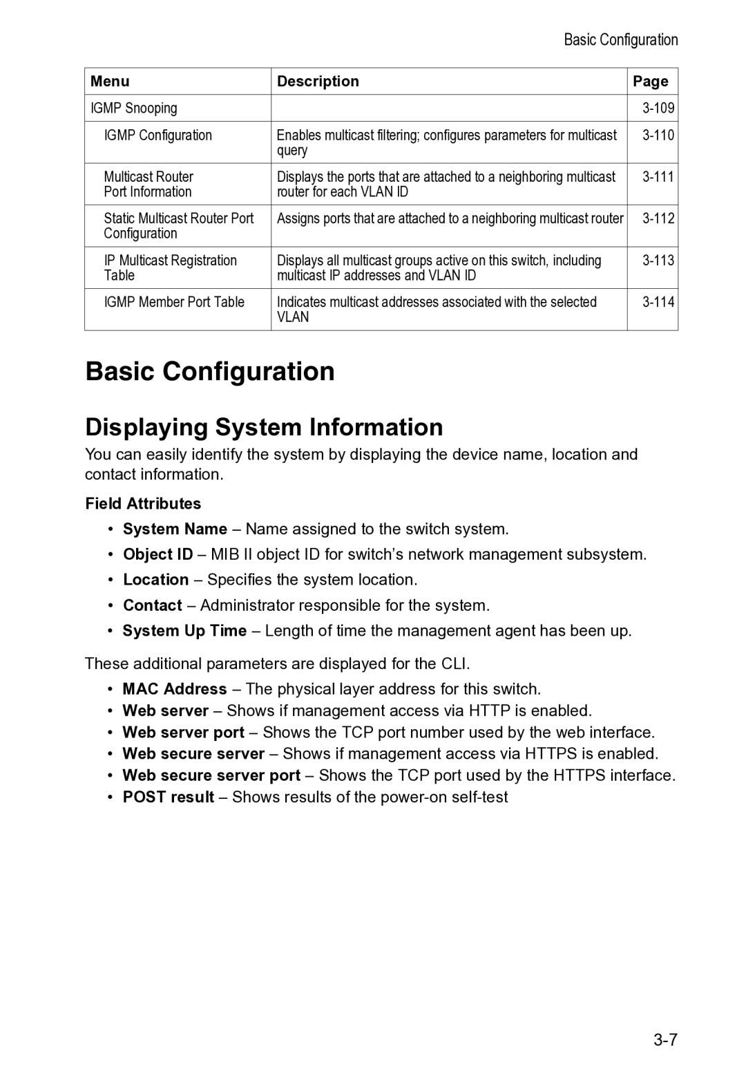 Accton Technology VS4512DC manual Displaying System Information, Field Attributes 