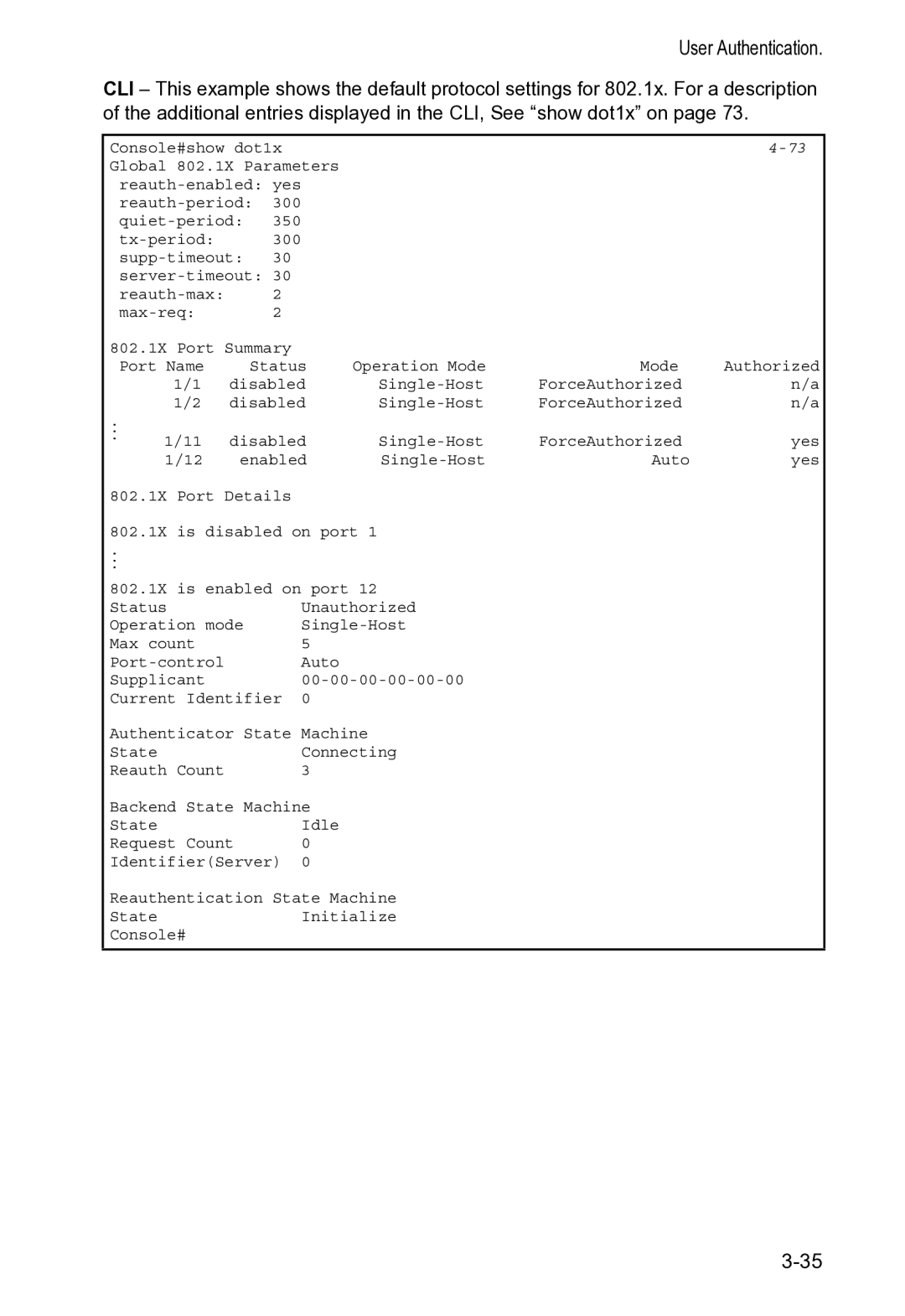 Accton Technology VS4512DC manual User Authentication 