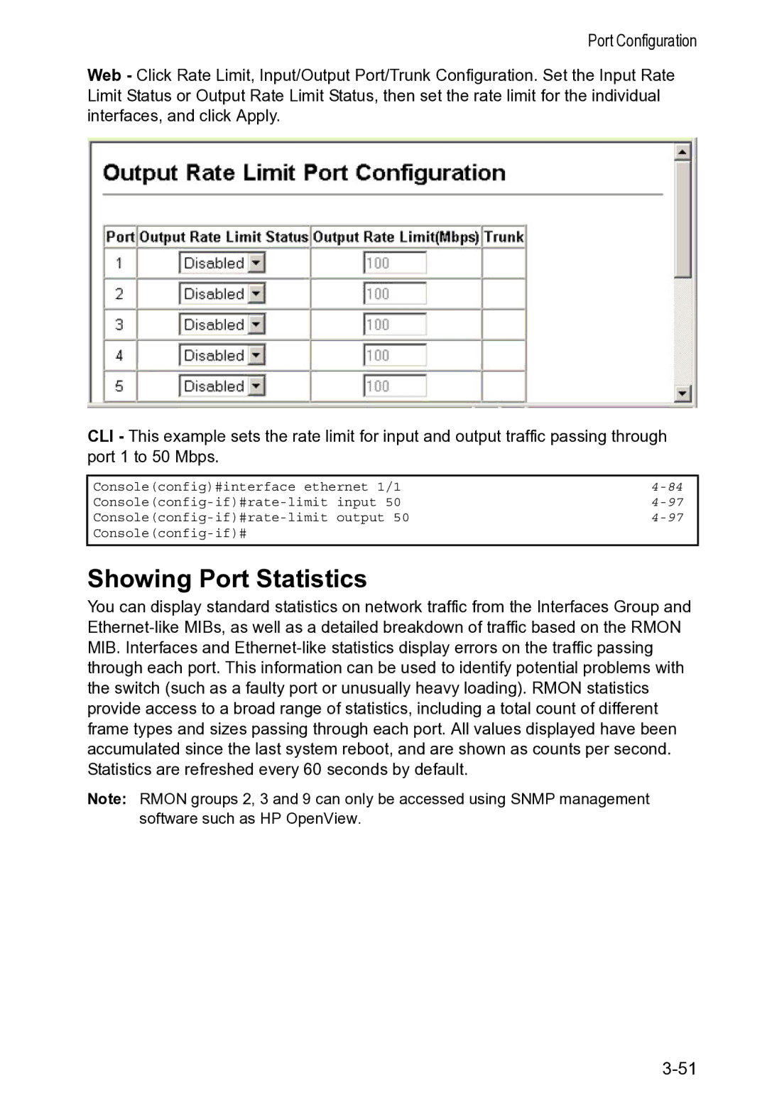 Accton Technology VS4512DC manual Showing Port Statistics 