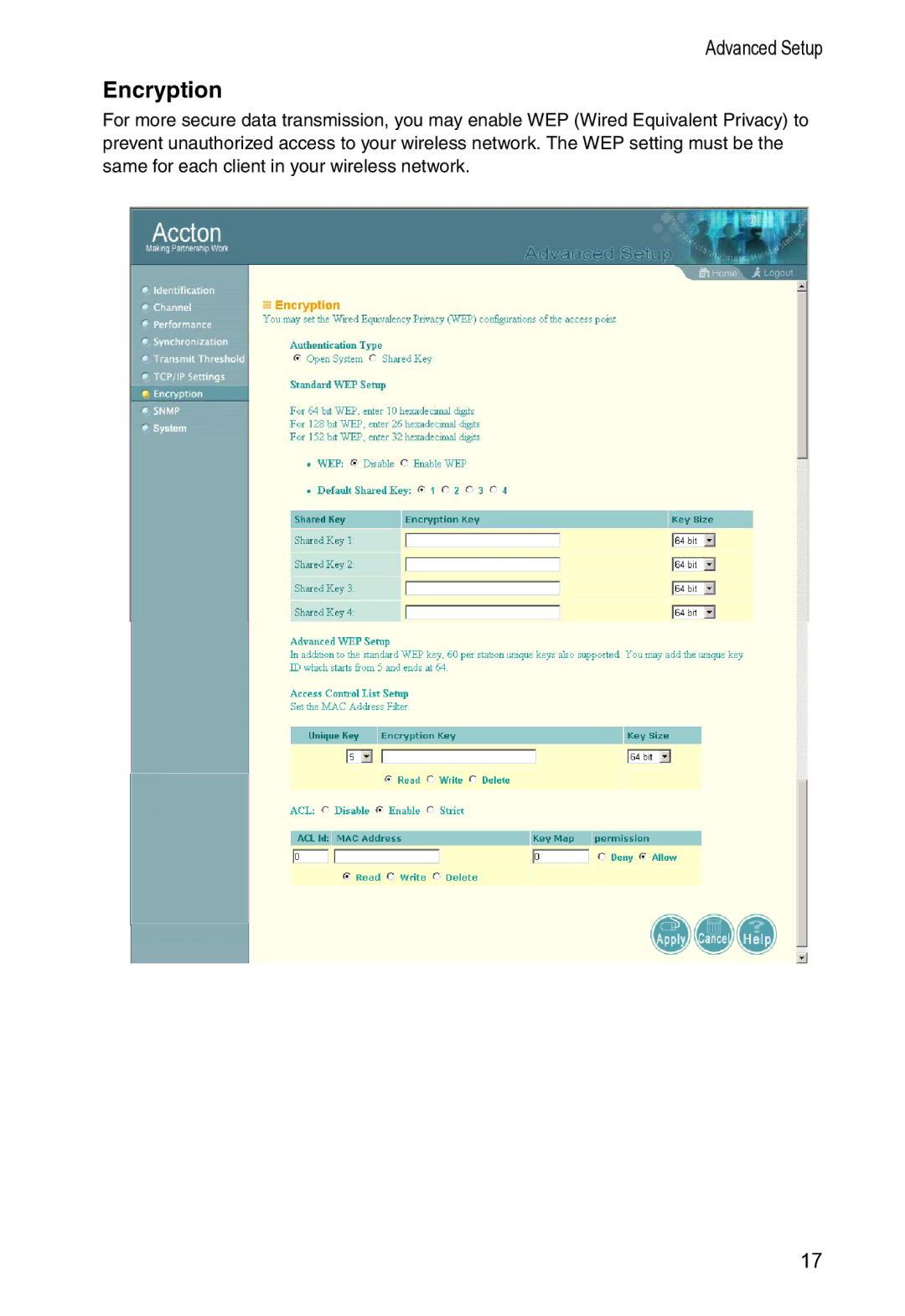 Accton Technology WA-5001 manual Encryption 