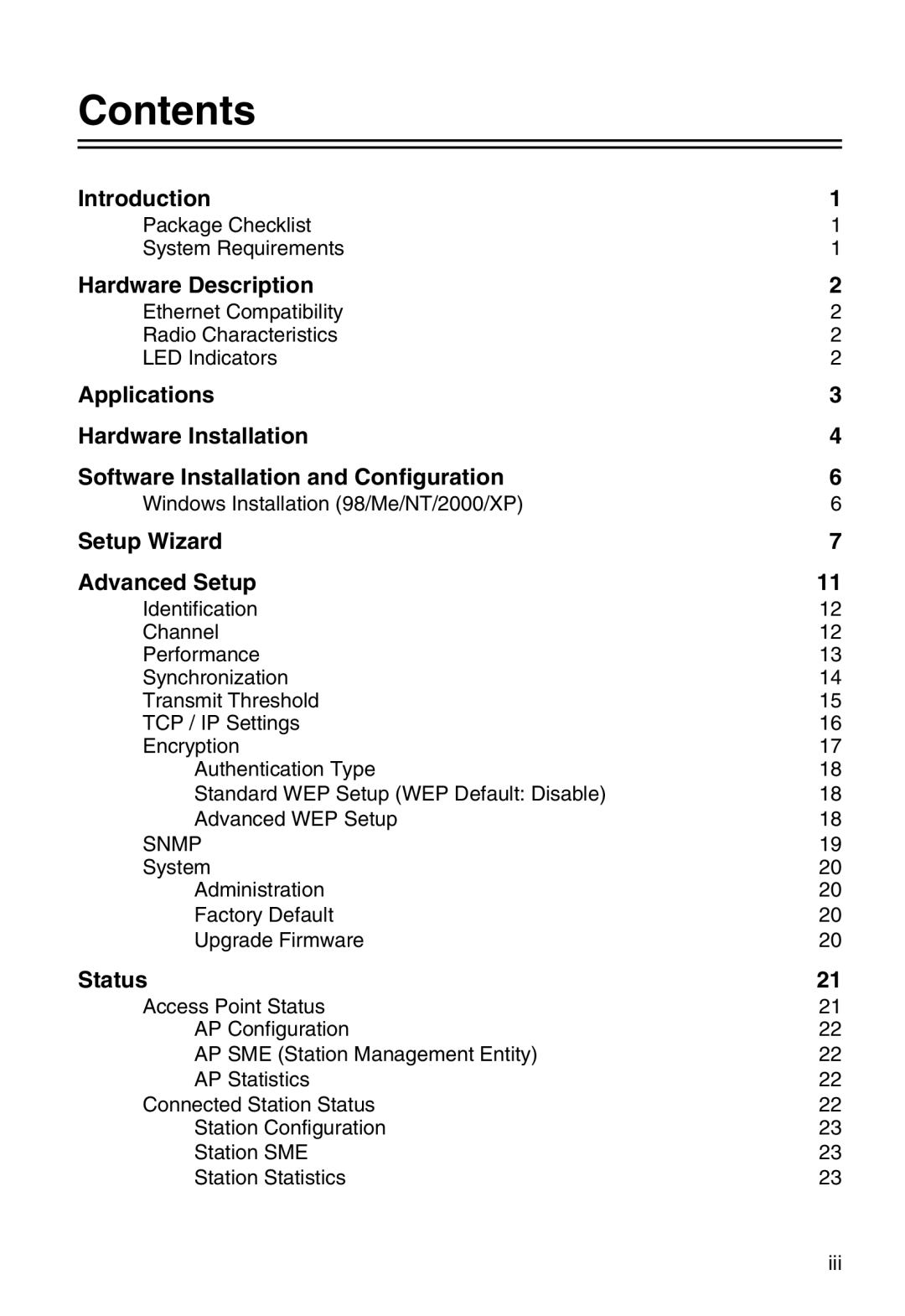 Accton Technology WA-5001 manual Contents 