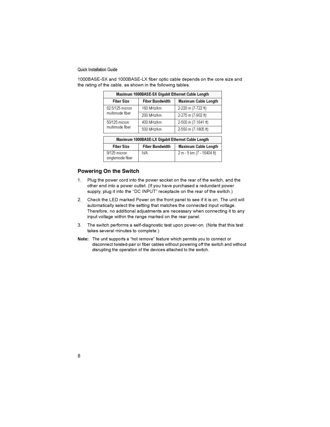 Accton Technology CheetaSwitch Workgroup-3726M manual Powering On the Switch 