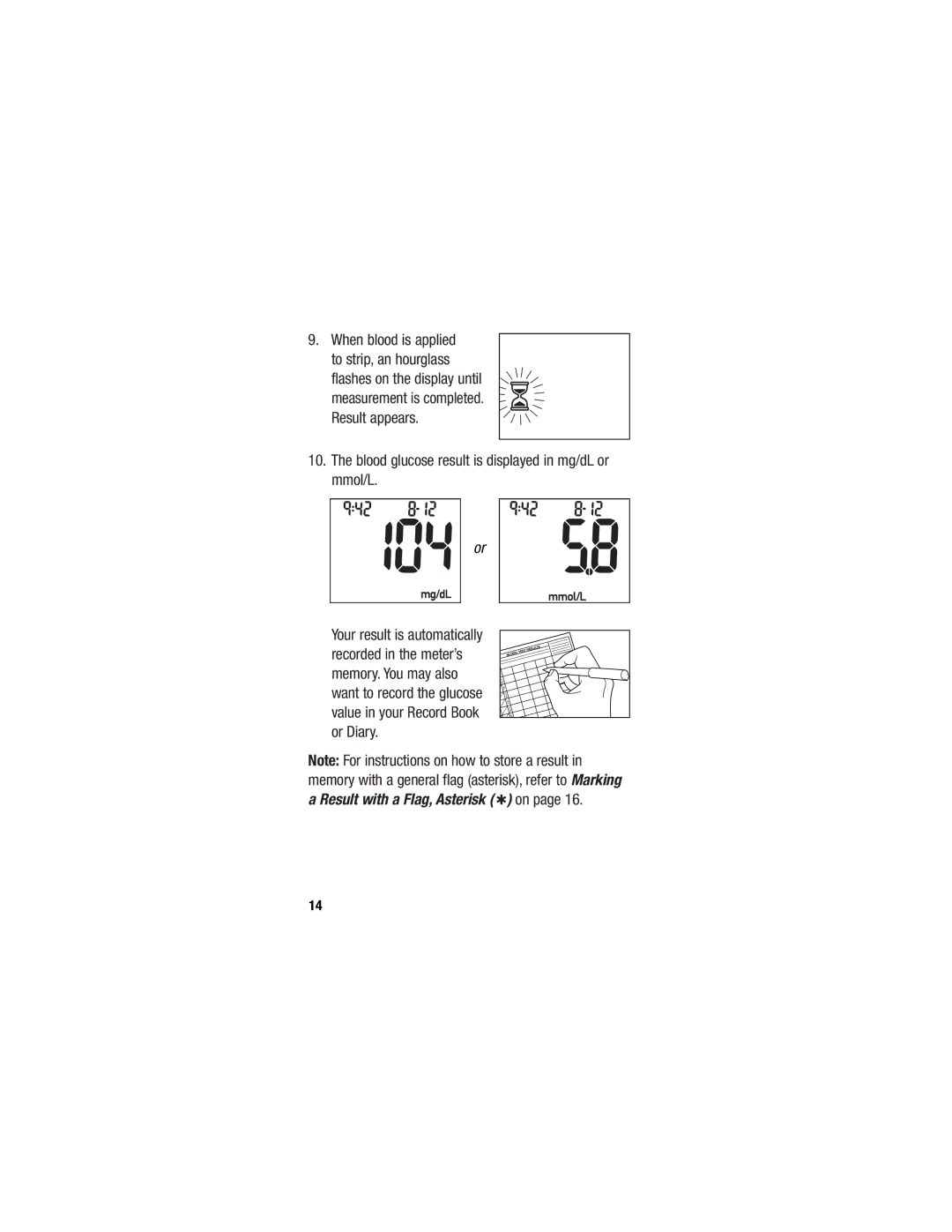 Accu-Chek 98/79/EC manual Blood glucose result is displayed in mg/dL or mmol/L 