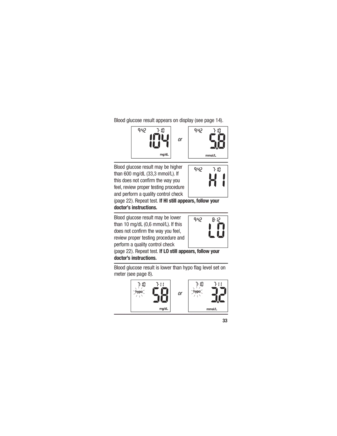 Accu-Chek 98/79/EC manual Blood glucose result appears on display see 